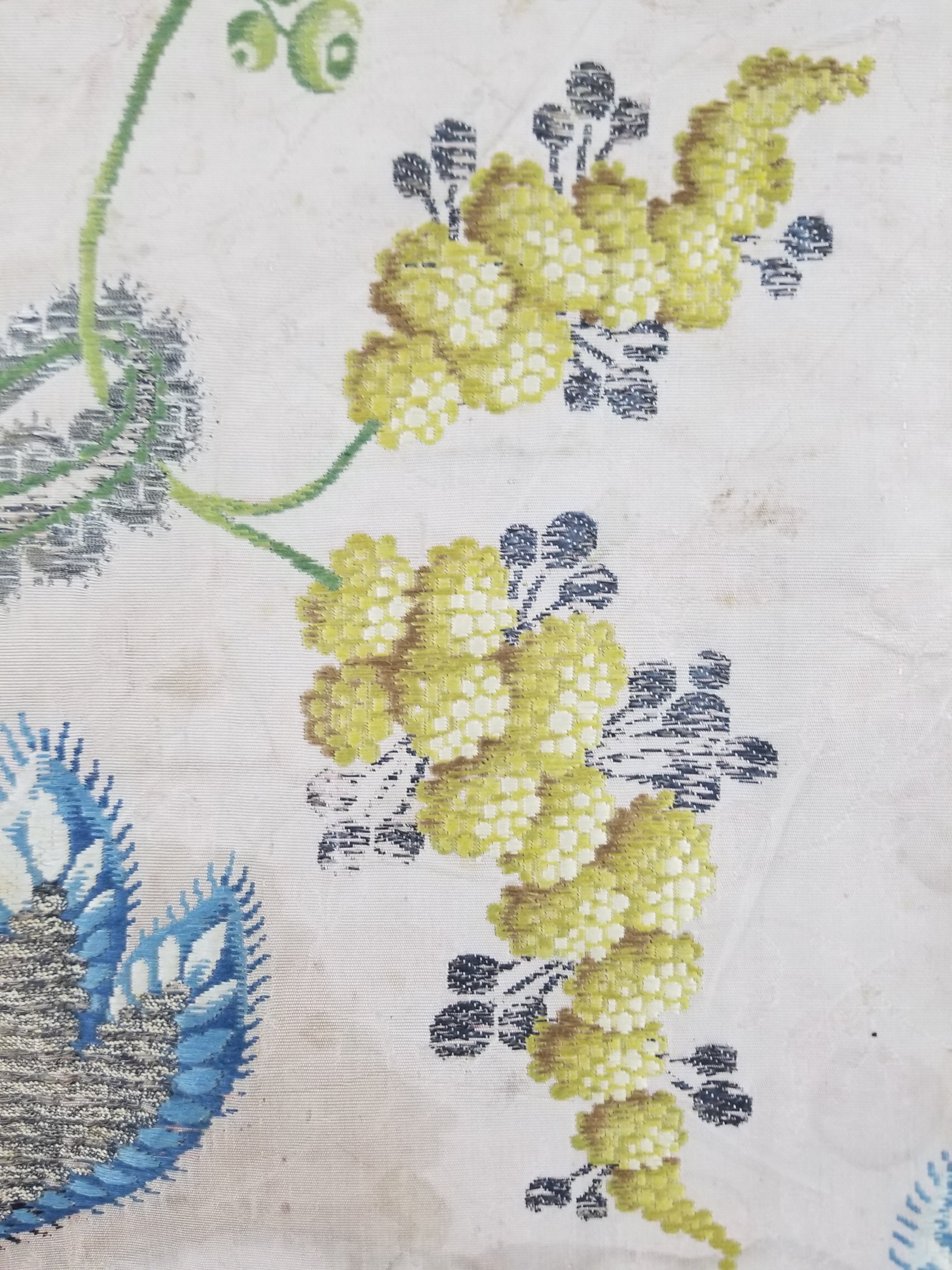 Antique 18thC French Brocade Silk and Silver Threads Panel 93x44cm