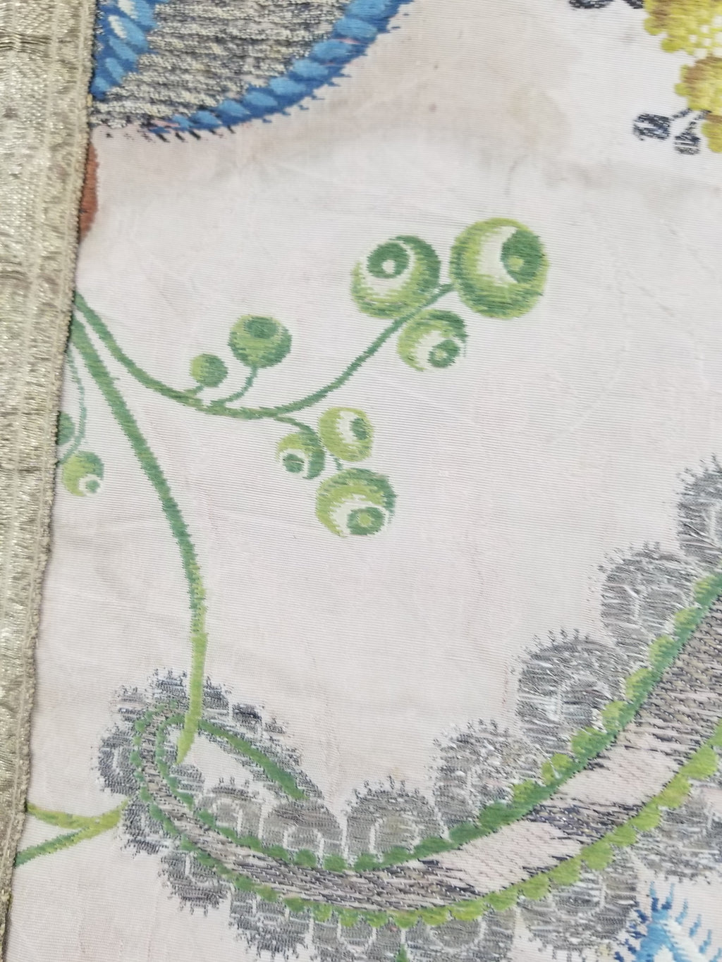 Antique 18thC French Brocade Silk and Silver Threads Panel 93x44cm