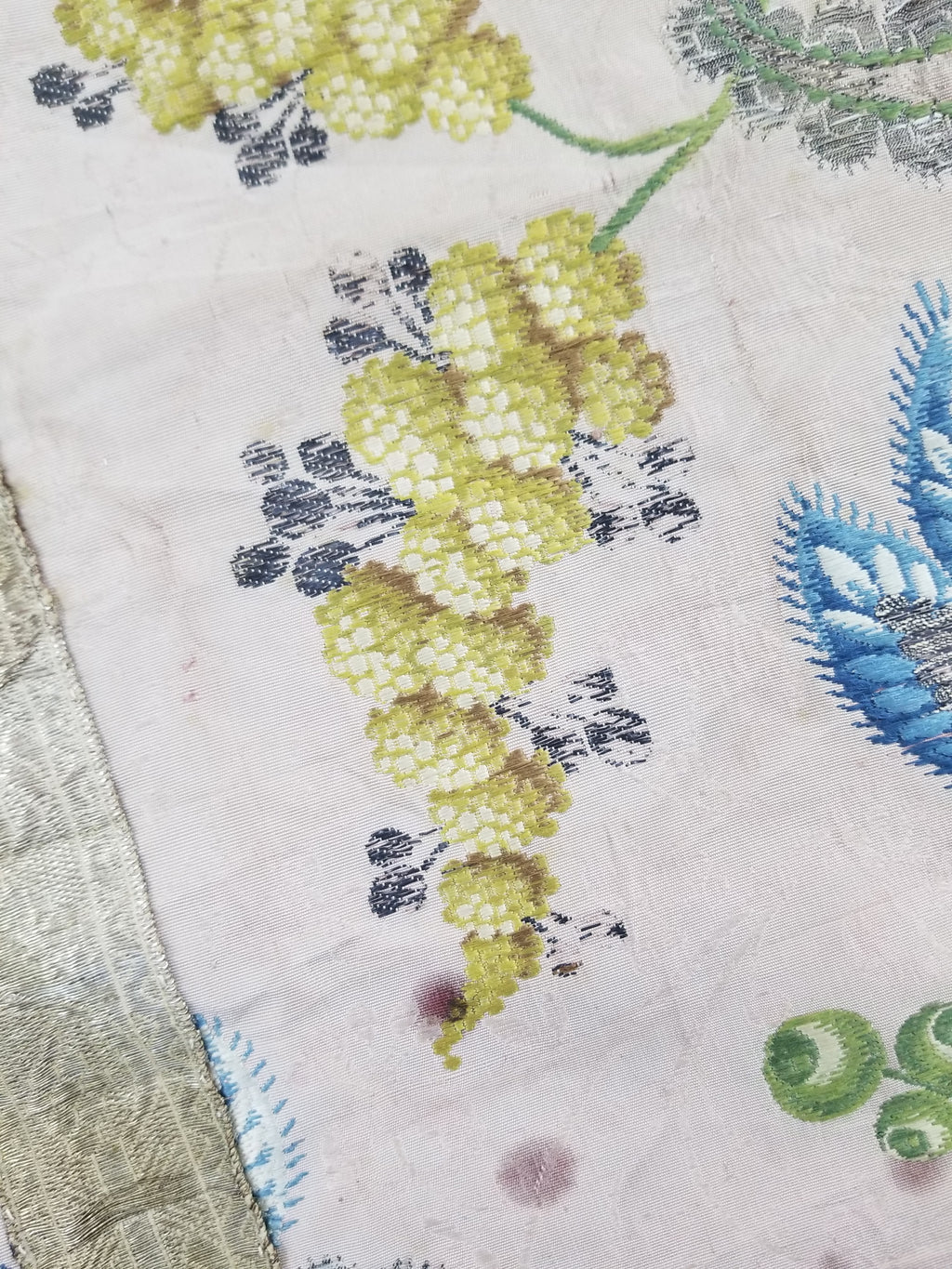 Antique 18thC French Brocade Silk and Silver Threads Panel 93x44cm