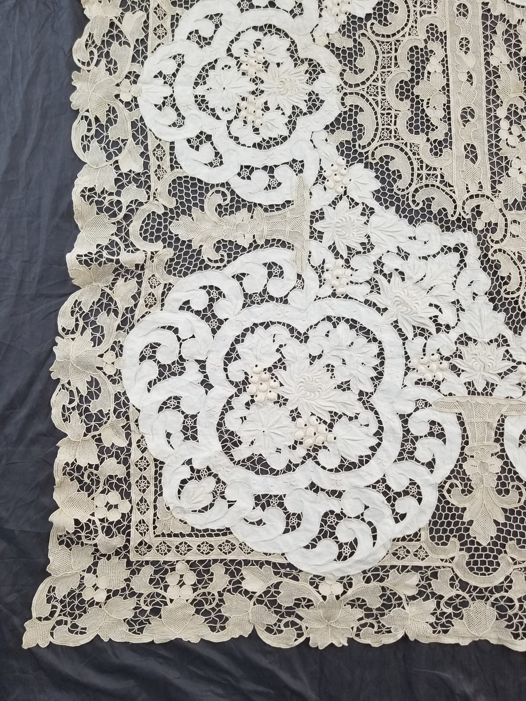 Vintage Point De Venice Needle Lace Banquet Tablecloth 242x160cm