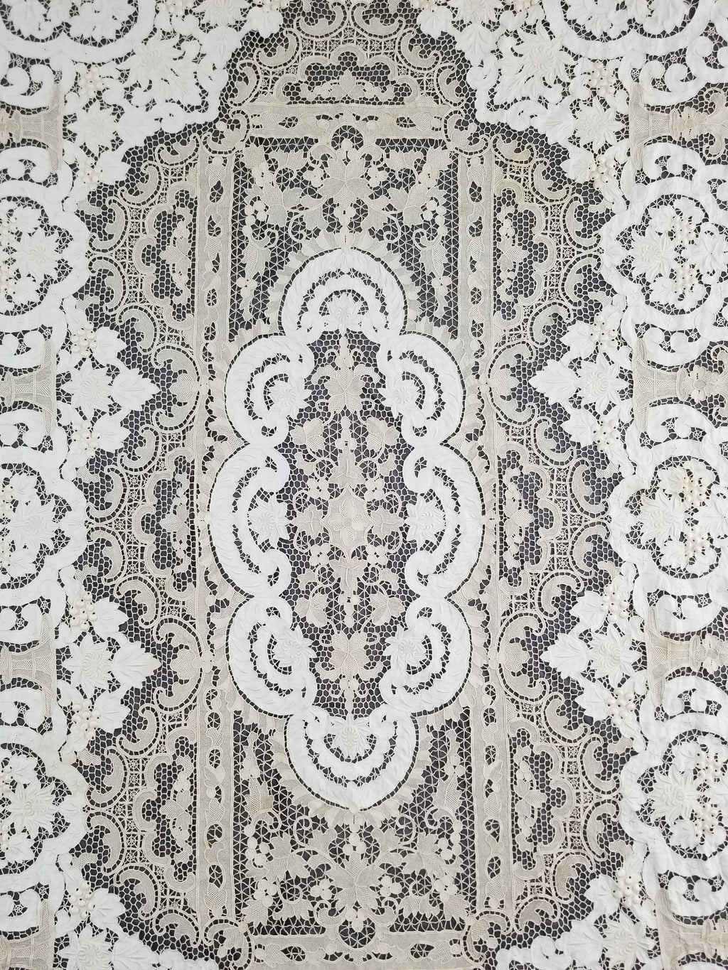 Vintage Point De Venice Needle Lace Banquet Tablecloth 242x160cm