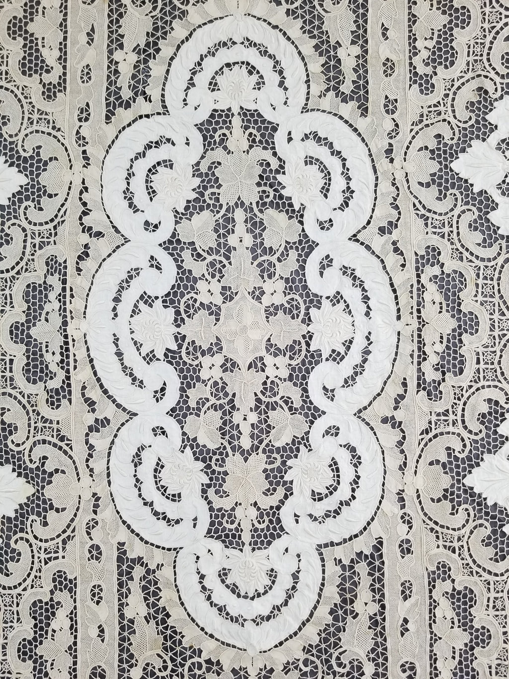 Vintage Point De Venice Needle Lace Banquet Tablecloth 242x160cm
