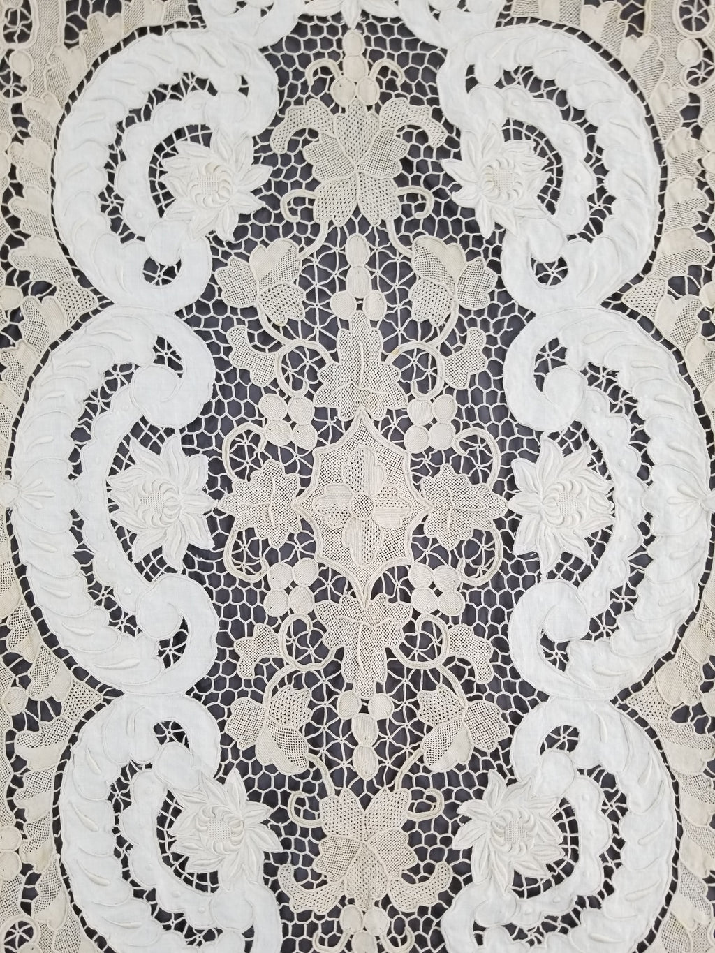 Vintage Point De Venice Needle Lace Banquet Tablecloth 242x160cm