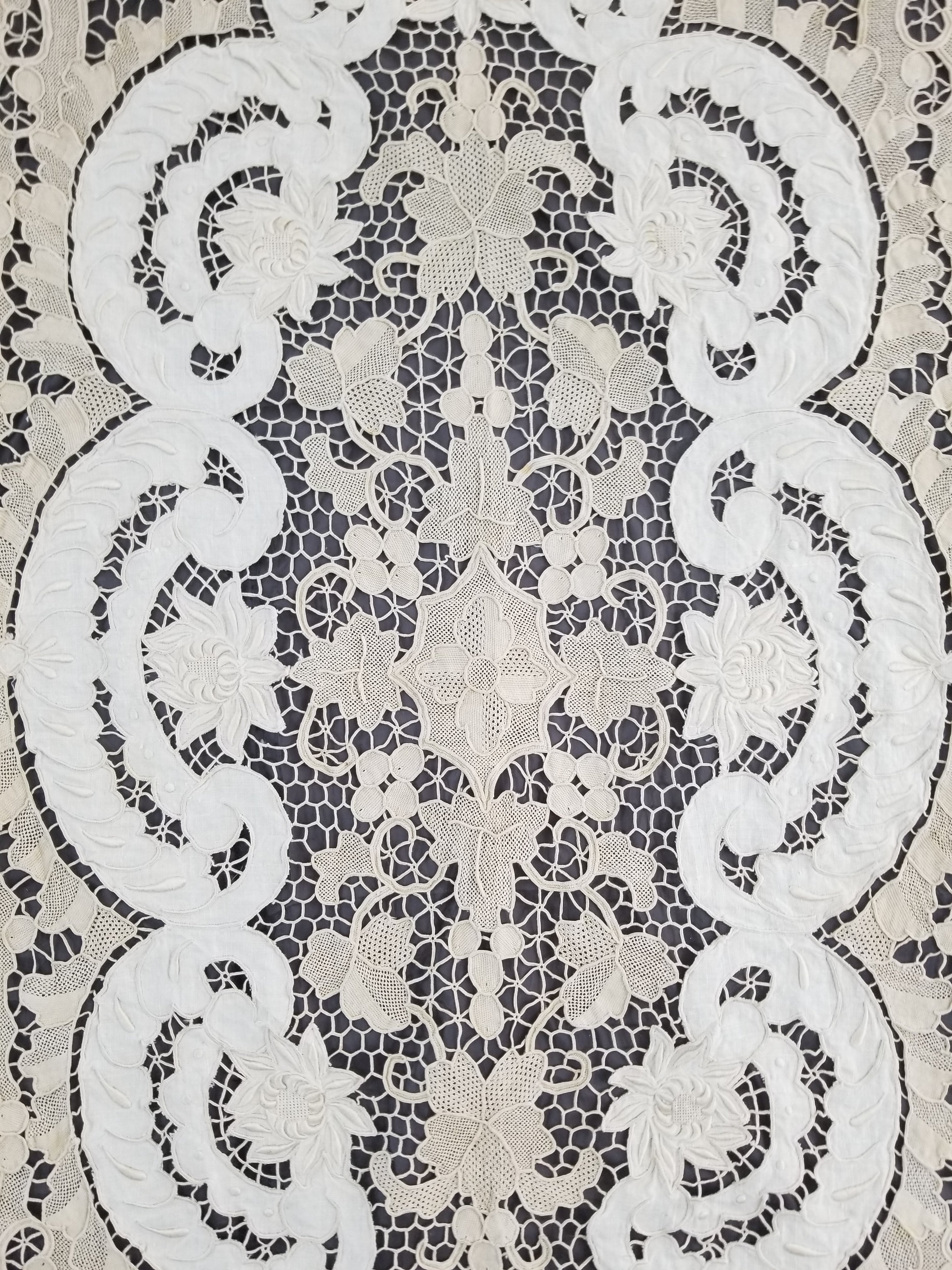Vintage Point De Venice Needle Lace Banquet Tablecloth 242x160cm