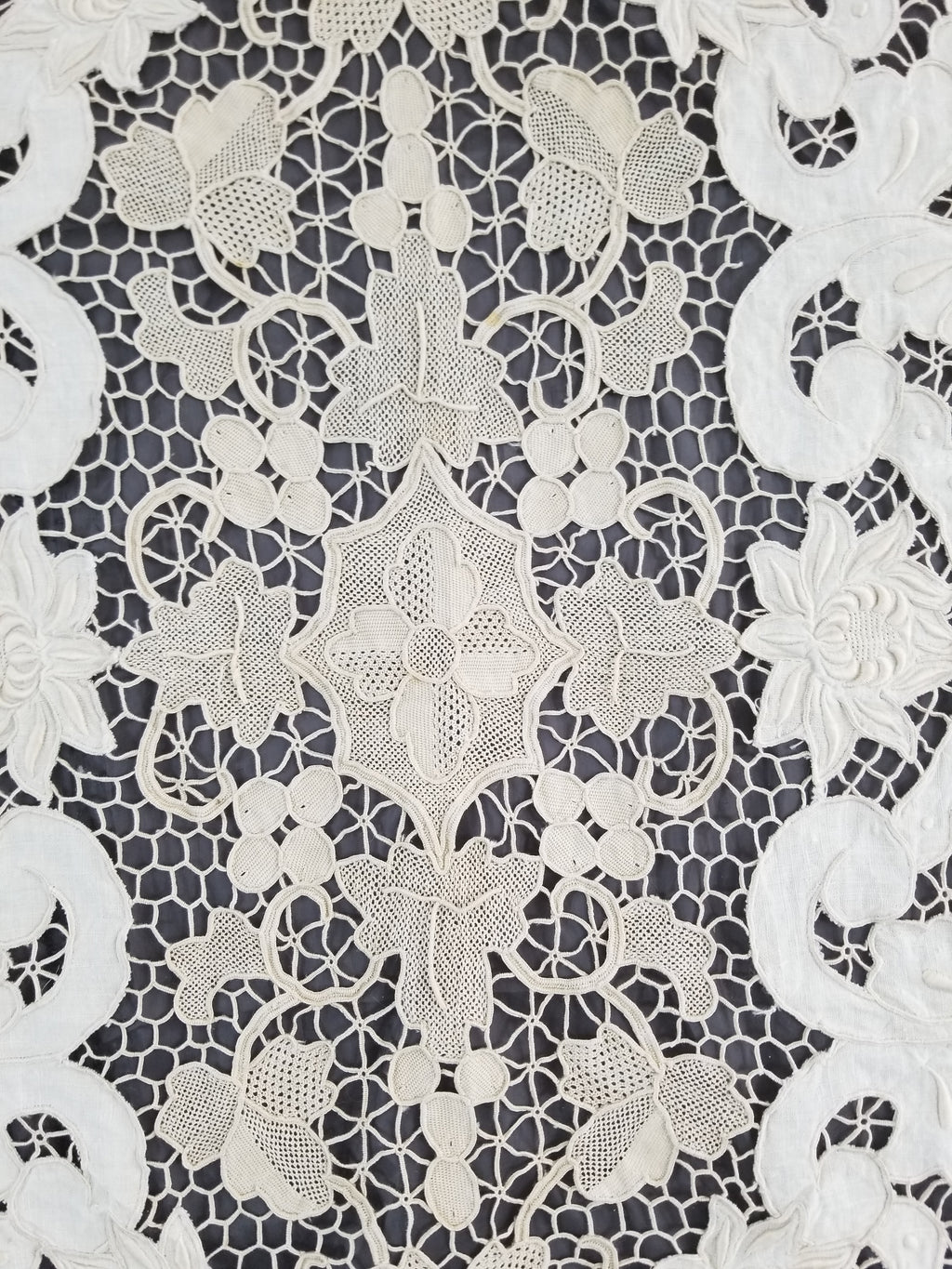 Vintage Point De Venice Needle Lace Banquet Tablecloth 242x160cm