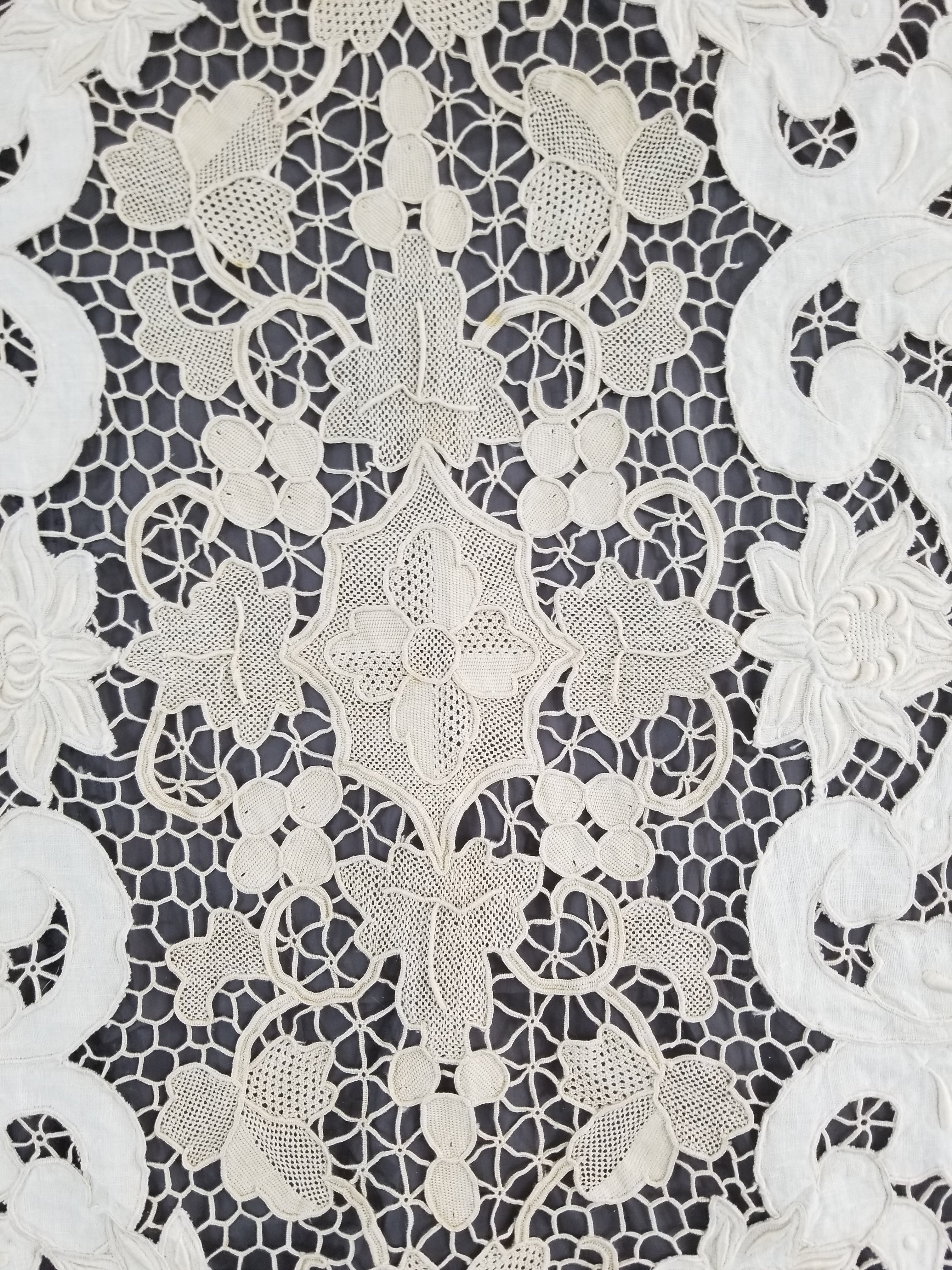 Vintage Point De Venice Needle Lace Banquet Tablecloth 242x160cm