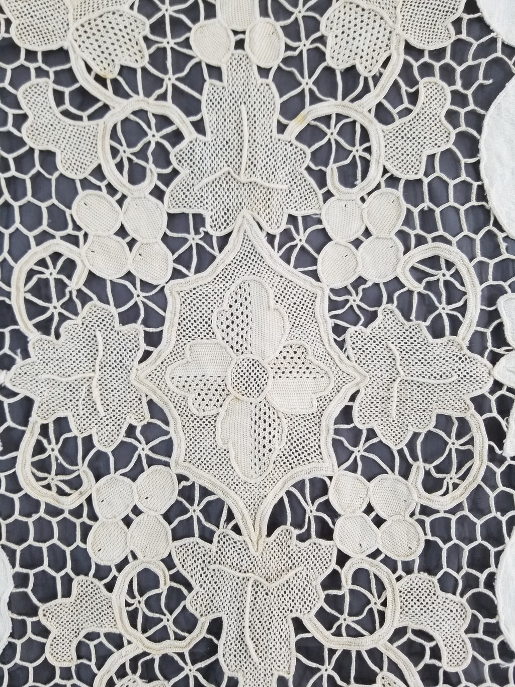 Vintage Point De Venice Needle Lace Banquet Tablecloth 242x160cm
