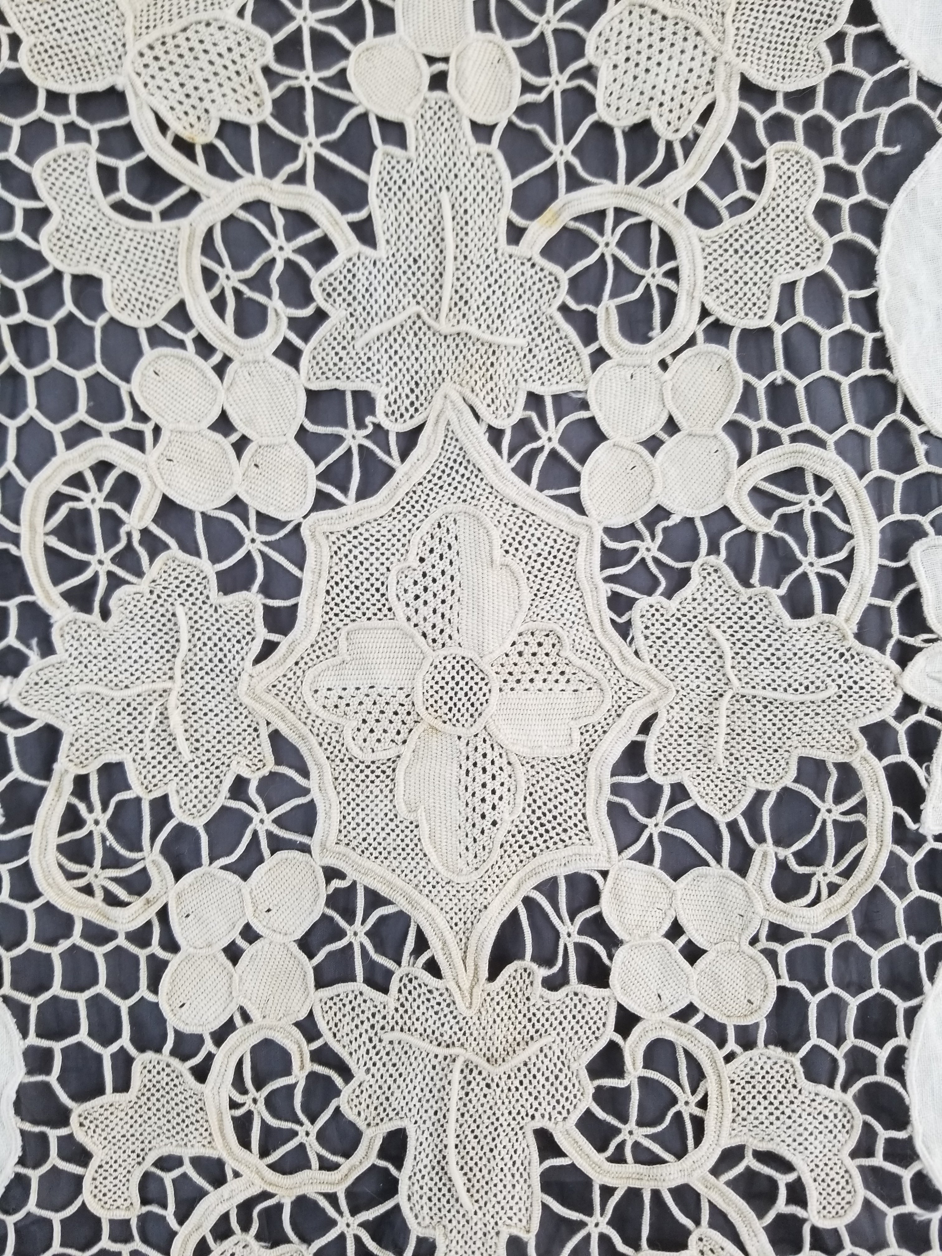 Vintage Point De Venice Needle Lace Banquet Tablecloth 242x160cm