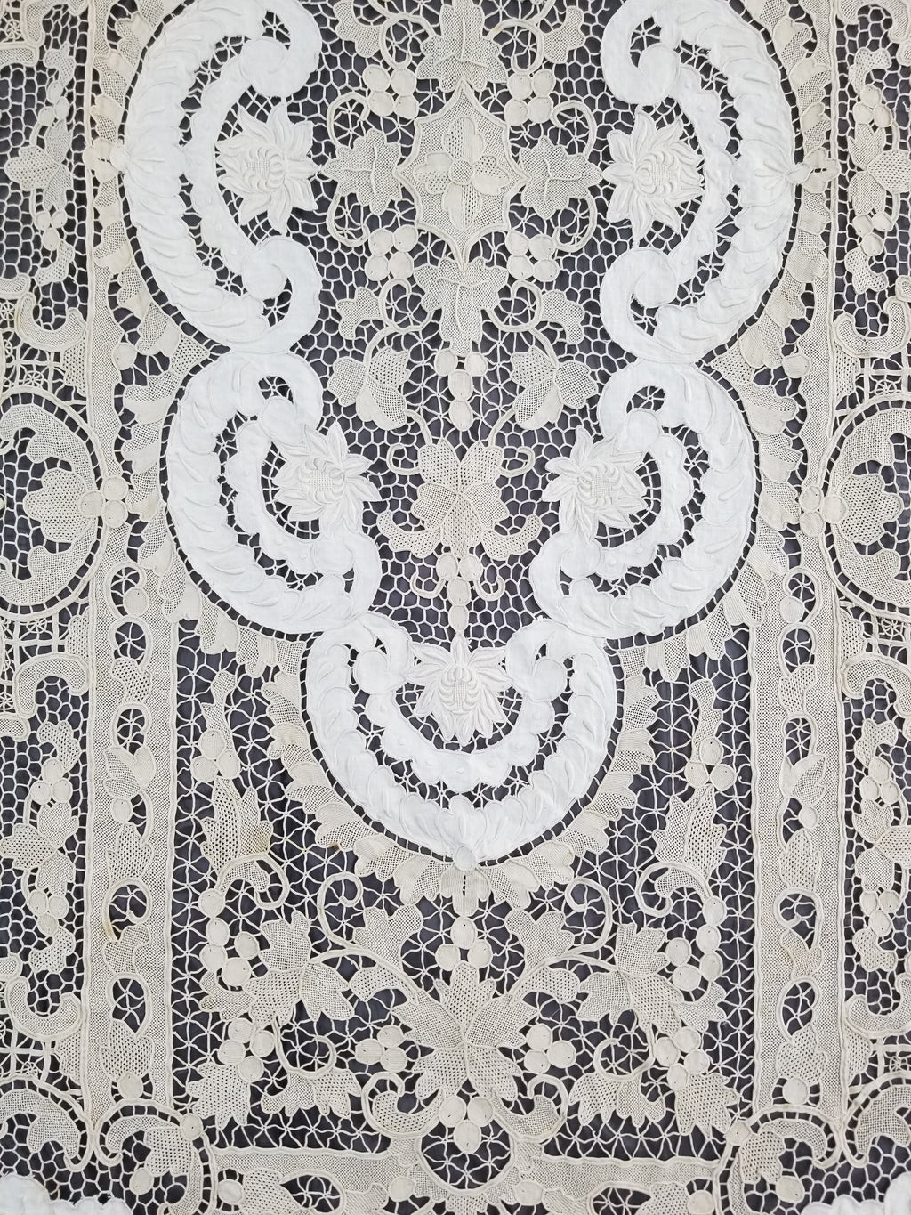 Vintage Point De Venice Needle Lace Banquet Tablecloth 242x160cm