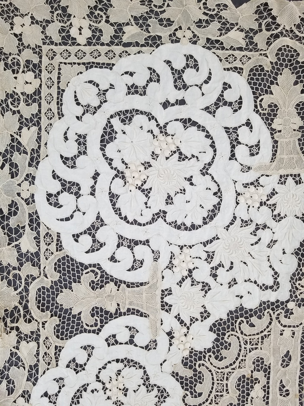 Vintage Point De Venice Needle Lace Banquet Tablecloth 242x160cm