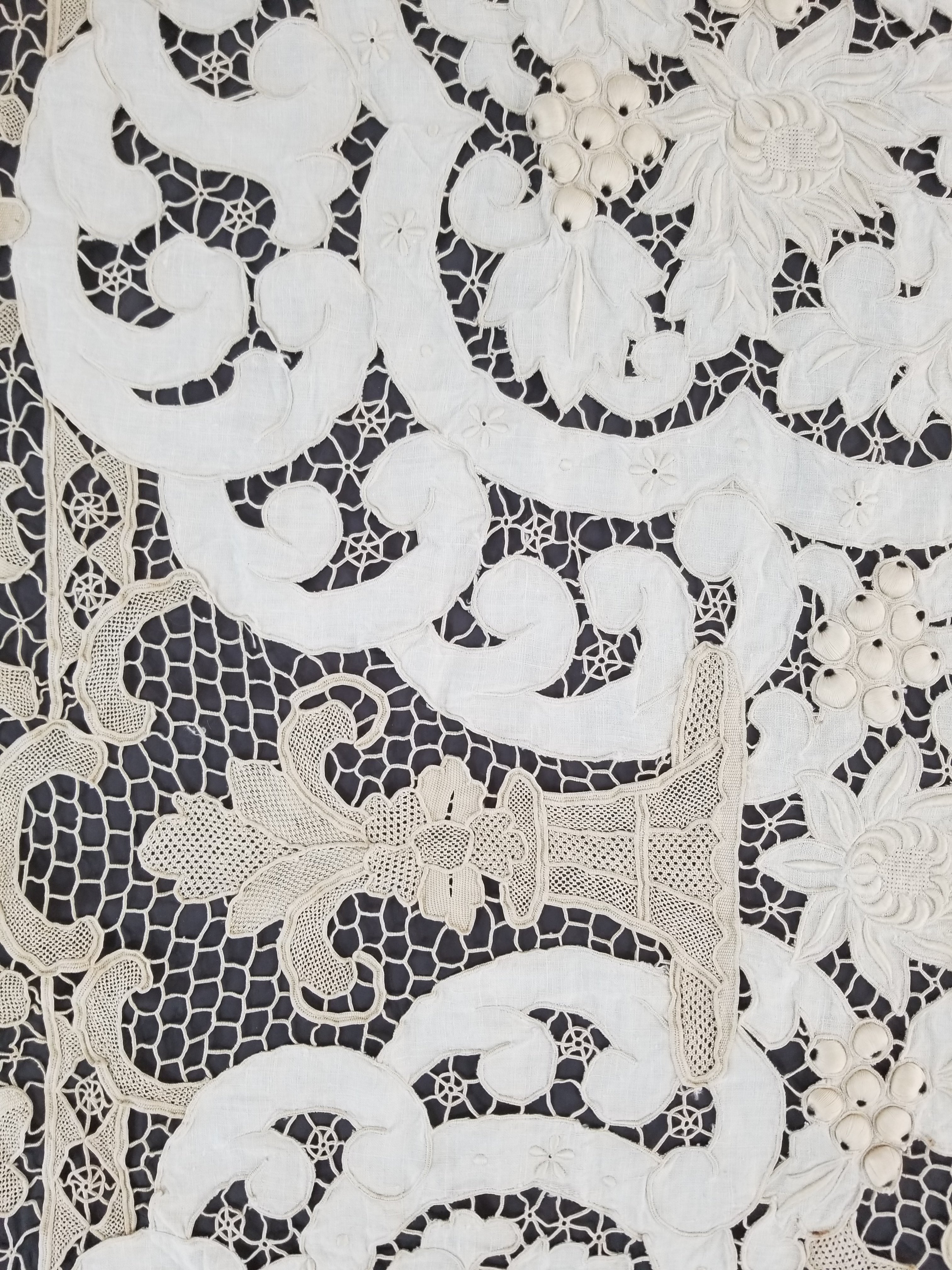 Vintage Point De Venice Needle Lace Banquet Tablecloth 242x160cm