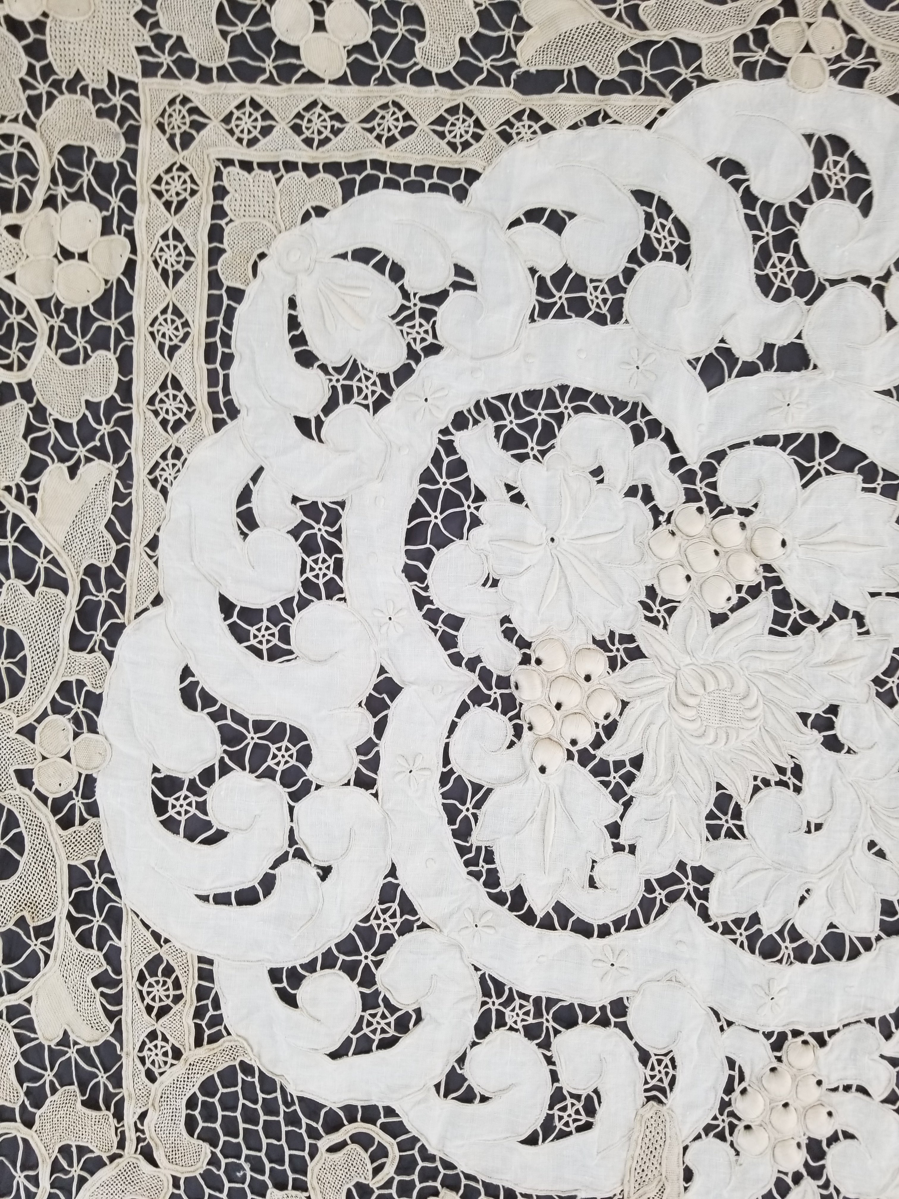 Vintage Point De Venice Needle Lace Banquet Tablecloth 242x160cm