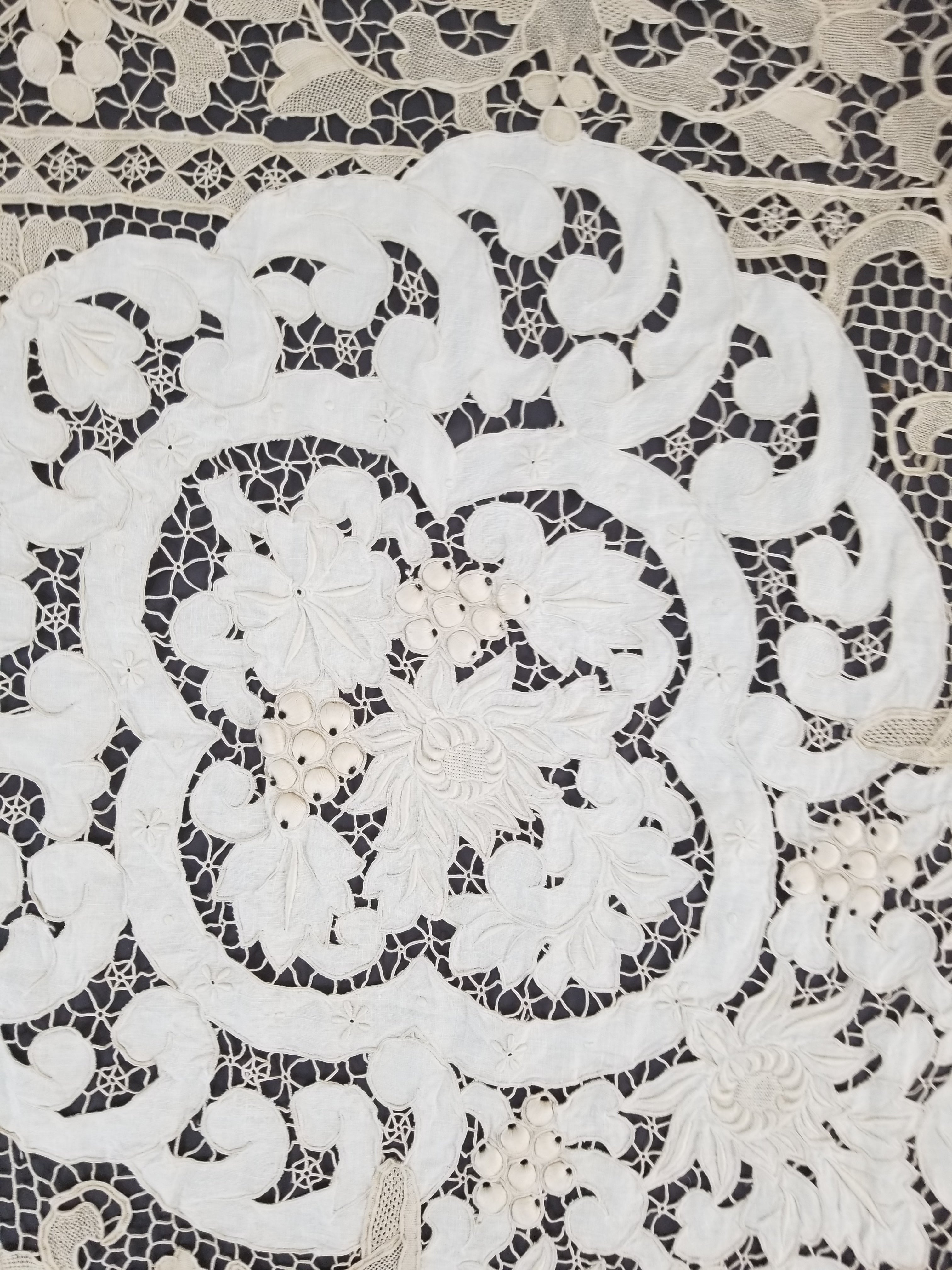Vintage Point De Venice Needle Lace Banquet Tablecloth 242x160cm