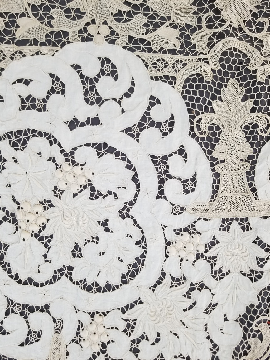 Vintage Point De Venice Needle Lace Banquet Tablecloth 242x160cm
