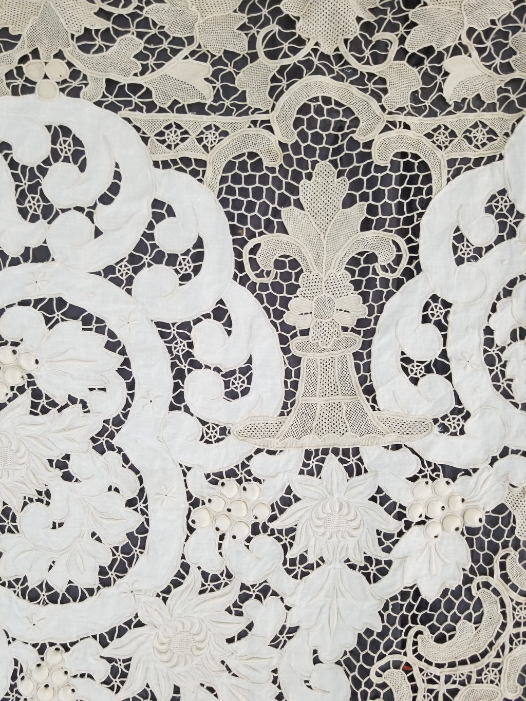 Vintage Point De Venice Needle Lace Banquet Tablecloth 242x160cm