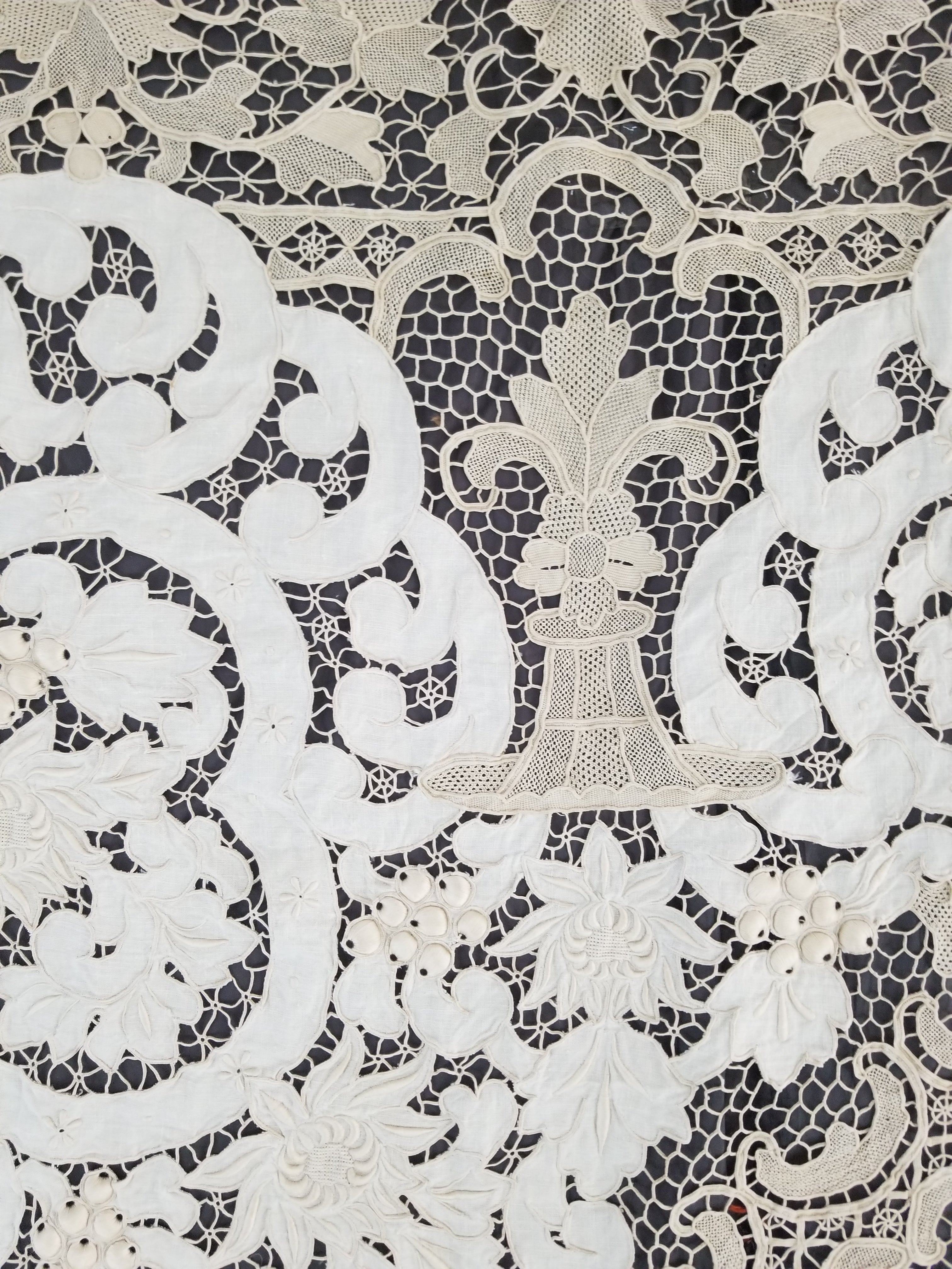 Vintage Point De Venice Needle Lace Banquet Tablecloth 242x160cm