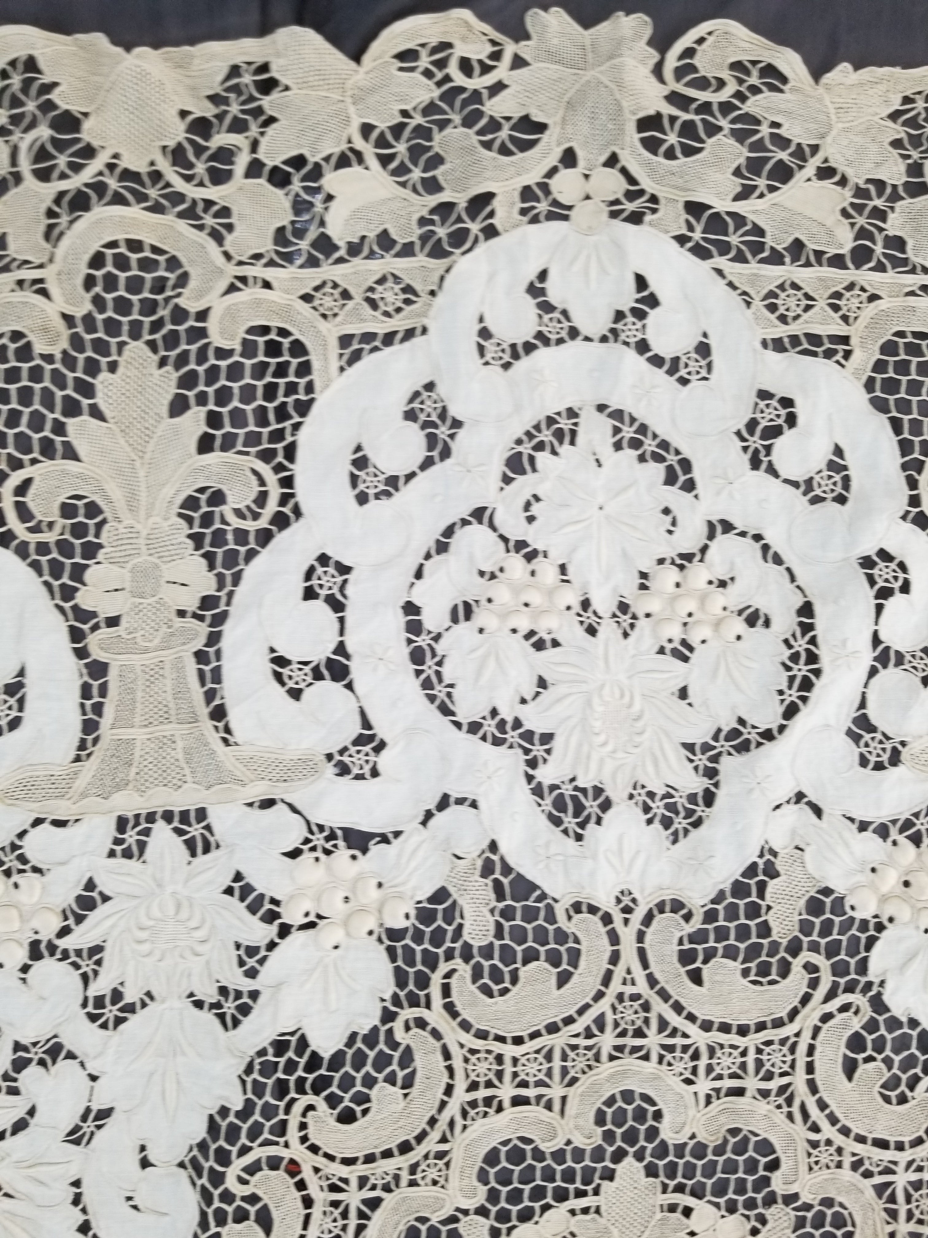 Vintage Point De Venice Needle Lace Banquet Tablecloth 242x160cm