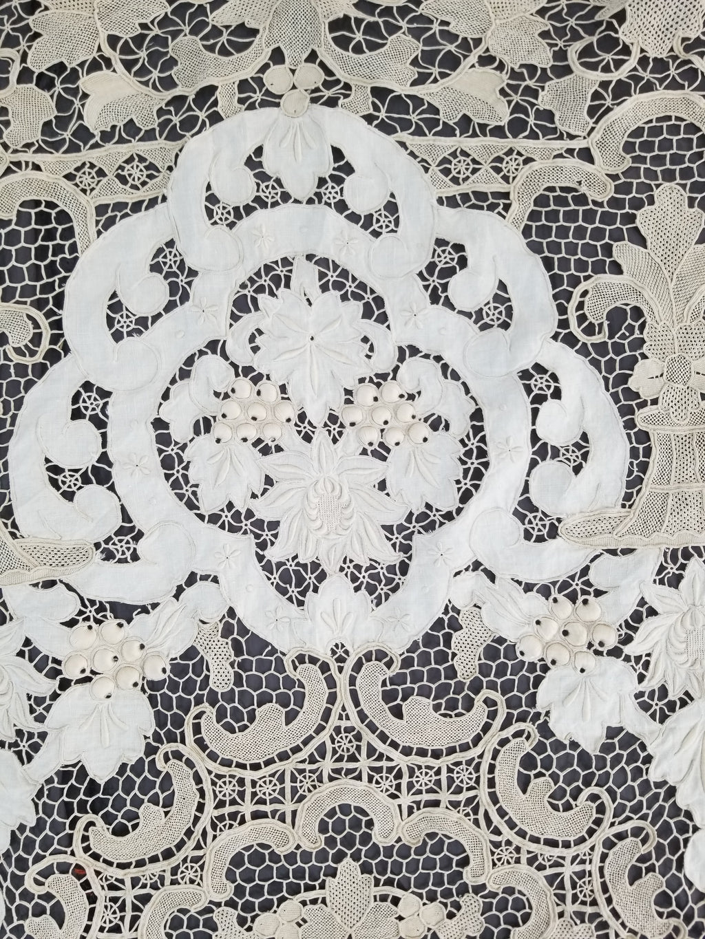 Vintage Point De Venice Needle Lace Banquet Tablecloth 242x160cm