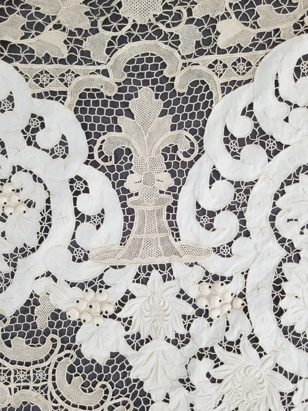 Vintage Point De Venice Needle Lace Banquet Tablecloth 242x160cm