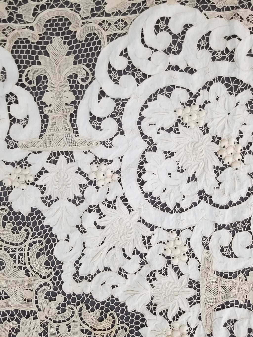 Vintage Point De Venice Needle Lace Banquet Tablecloth 242x160cm