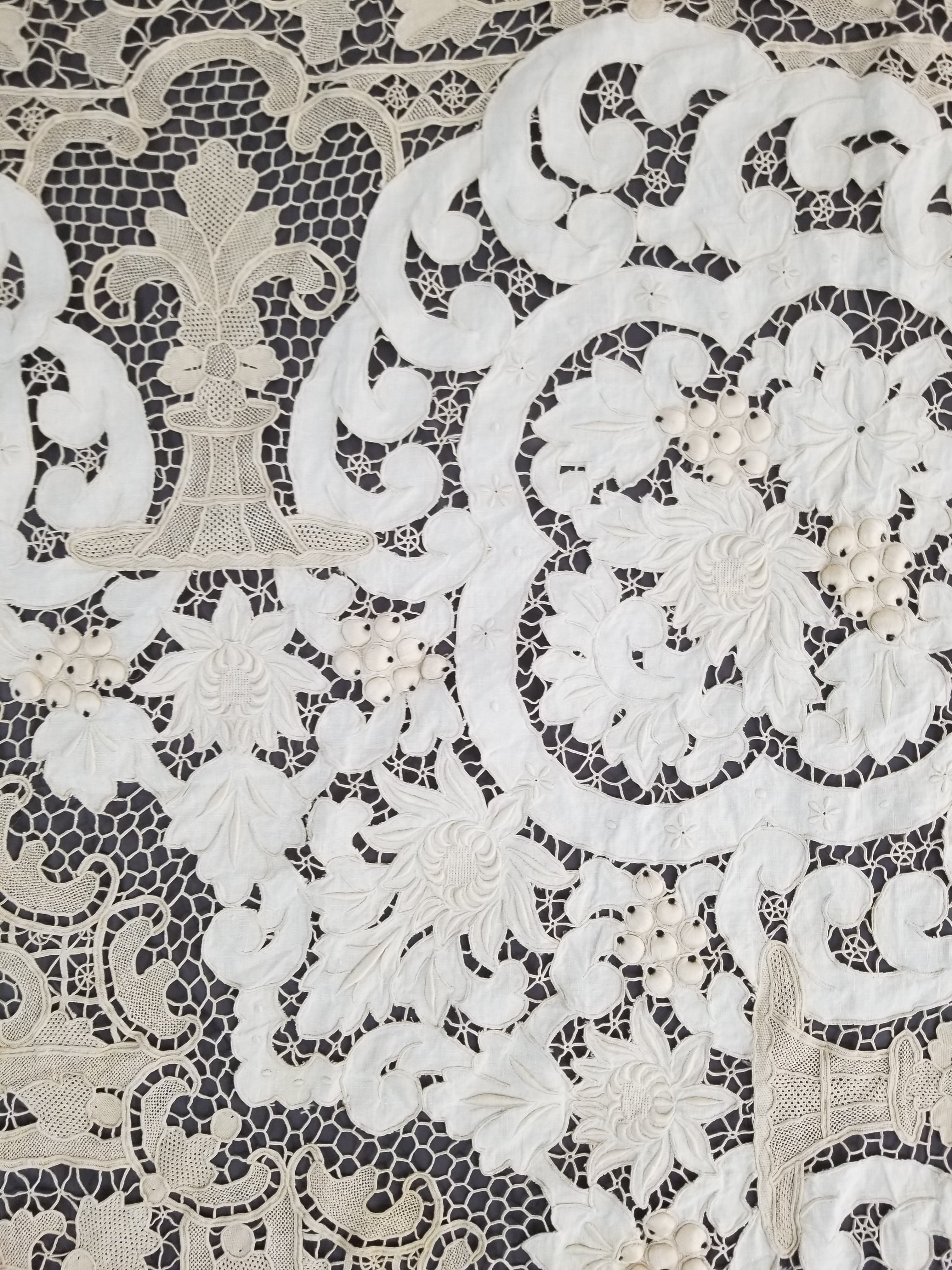 Vintage Point De Venice Needle Lace Banquet Tablecloth 242x160cm