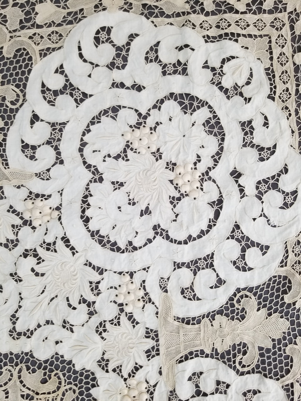 Vintage Point De Venice Needle Lace Banquet Tablecloth 242x160cm