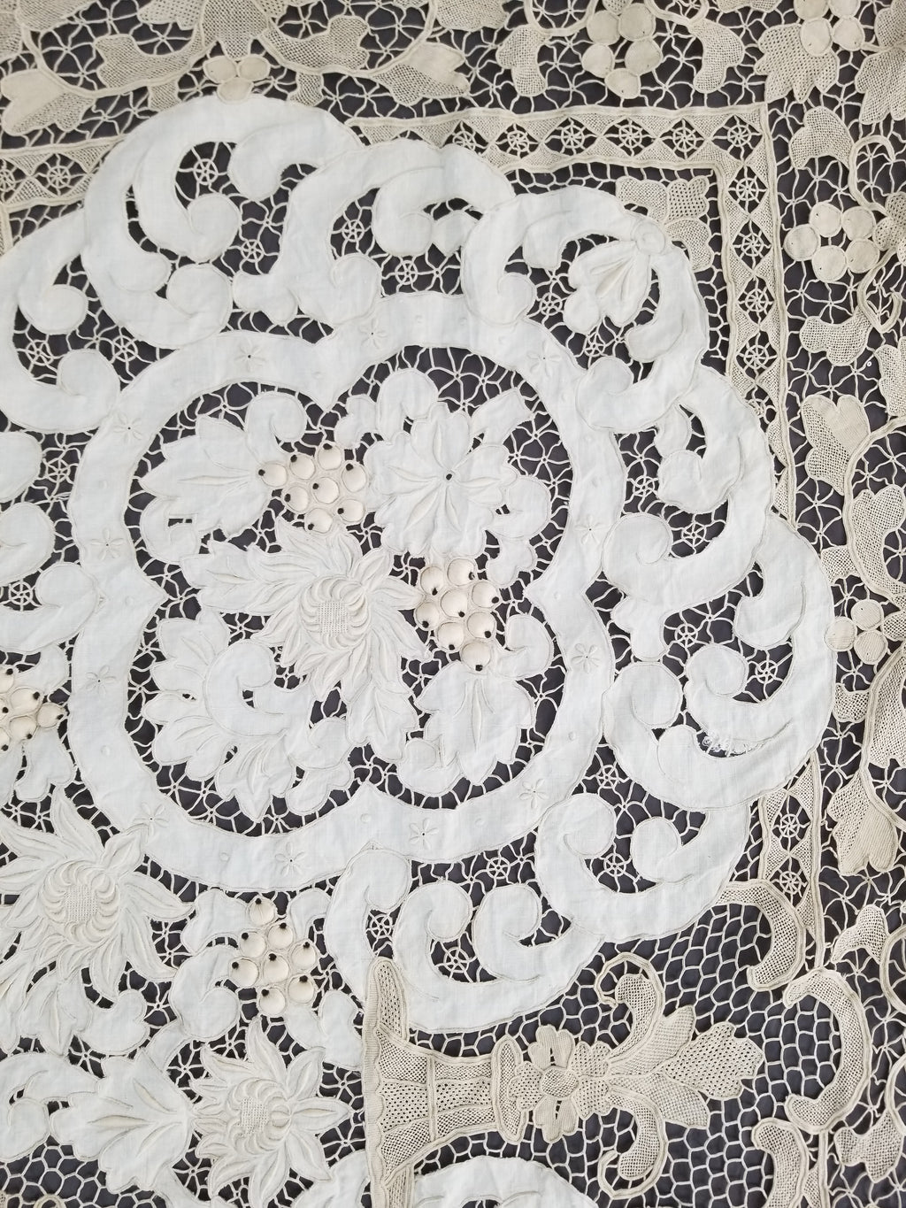 Vintage Point De Venice Needle Lace Banquet Tablecloth 242x160cm