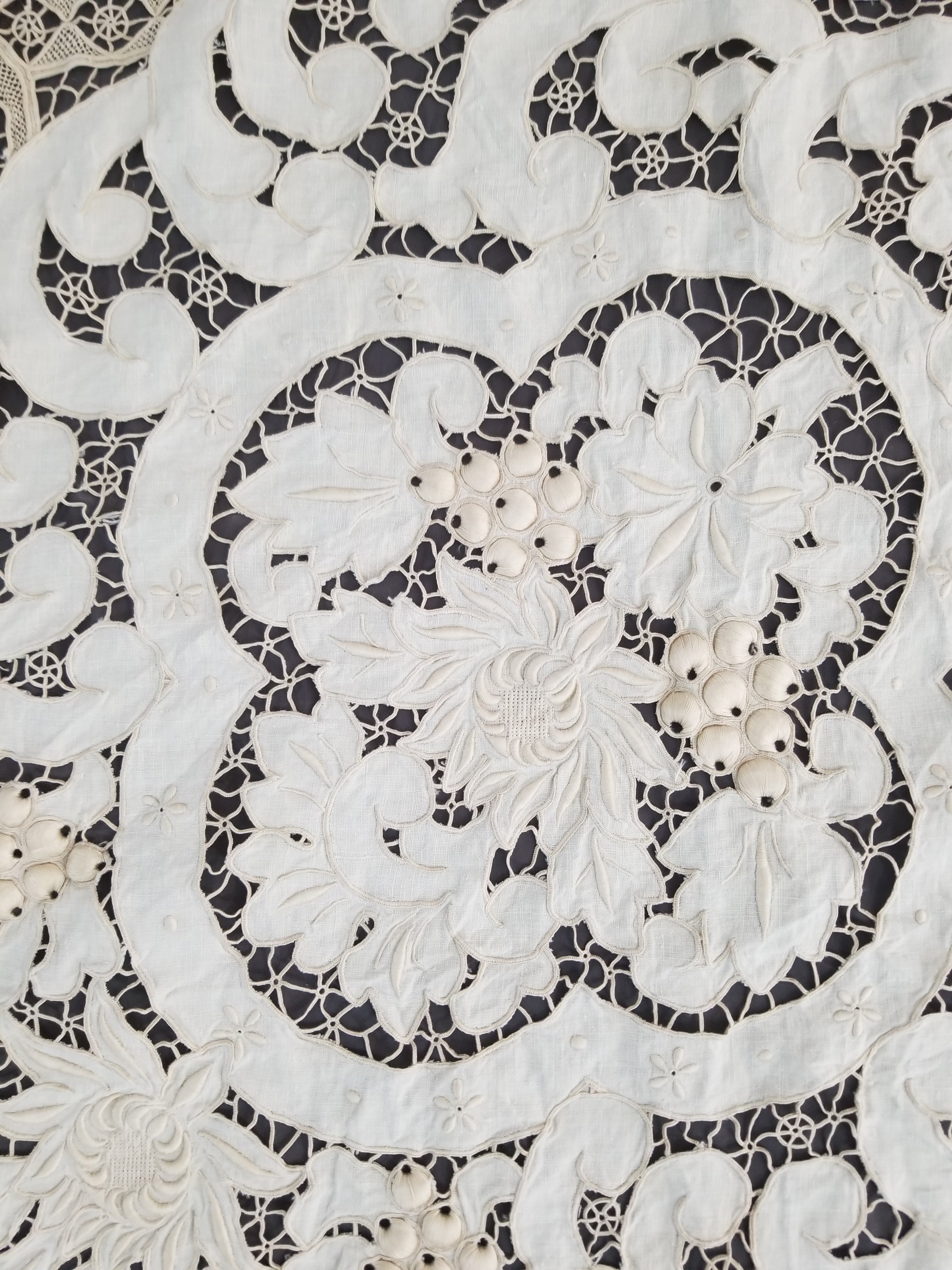 Vintage Point De Venice Needle Lace Banquet Tablecloth 242x160cm