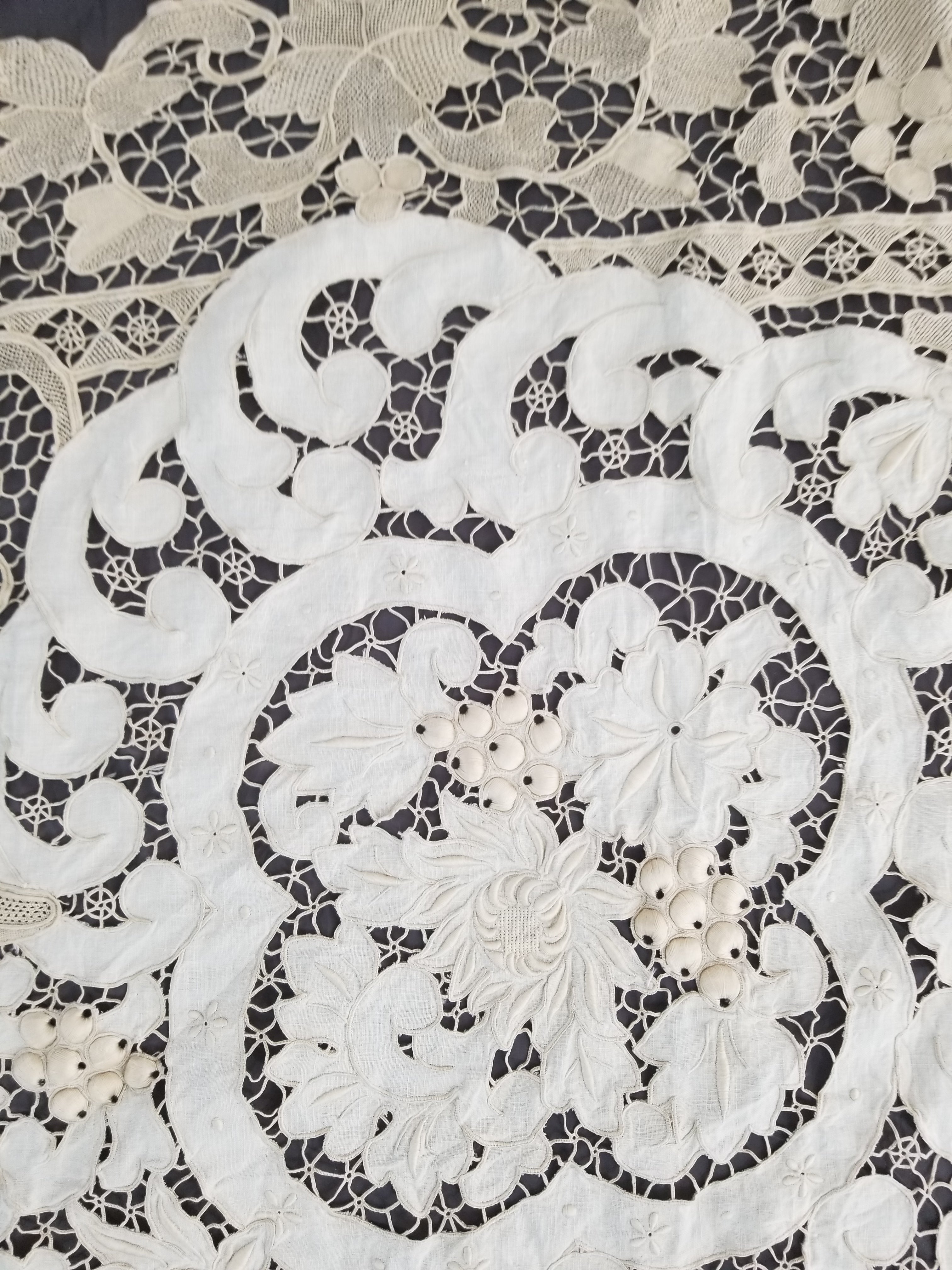 Vintage Point De Venice Needle Lace Banquet Tablecloth 242x160cm