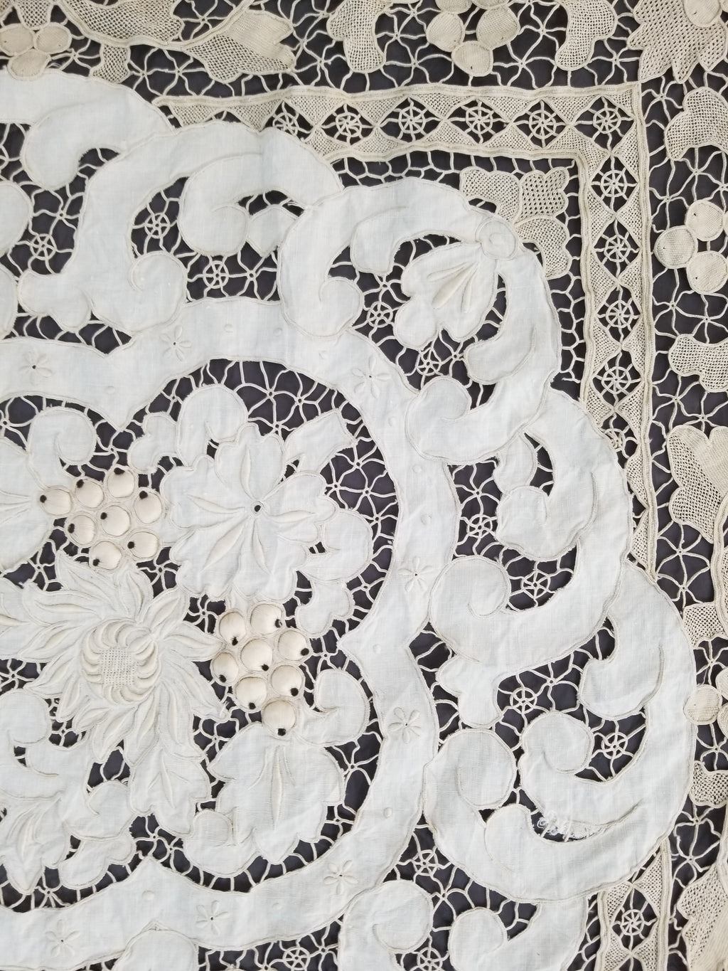 Vintage Point De Venice Needle Lace Banquet Tablecloth 242x160cm