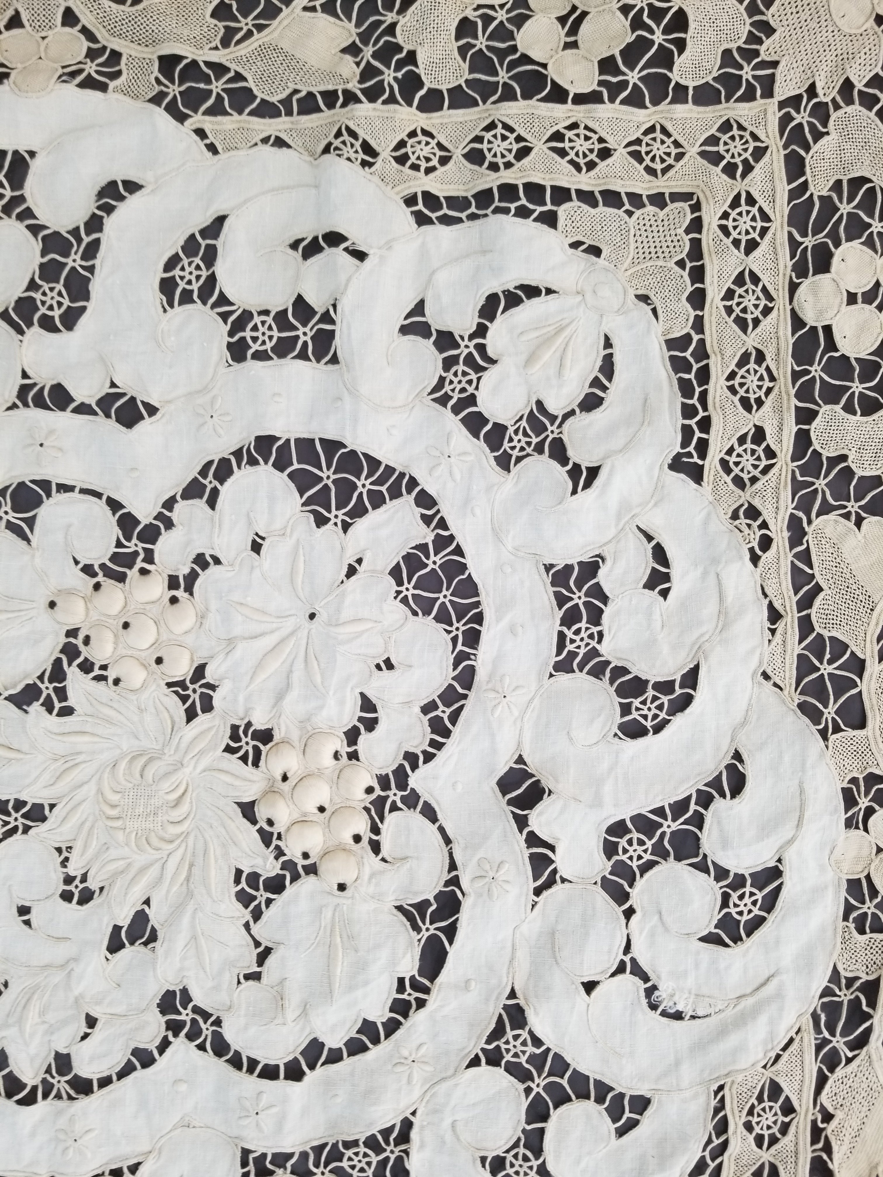Vintage Point De Venice Needle Lace Banquet Tablecloth 242x160cm