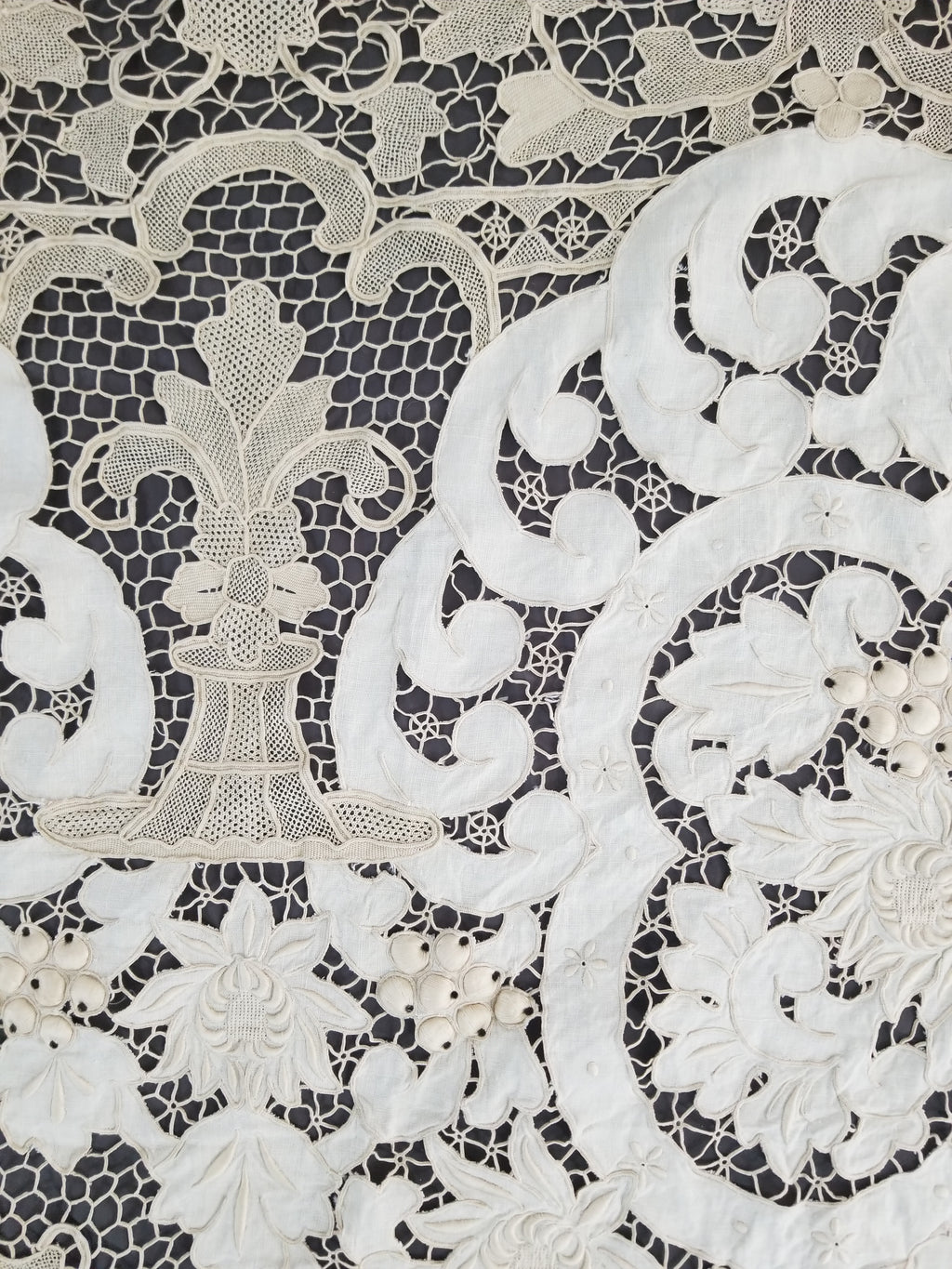 Vintage Point De Venice Needle Lace Banquet Tablecloth 242x160cm