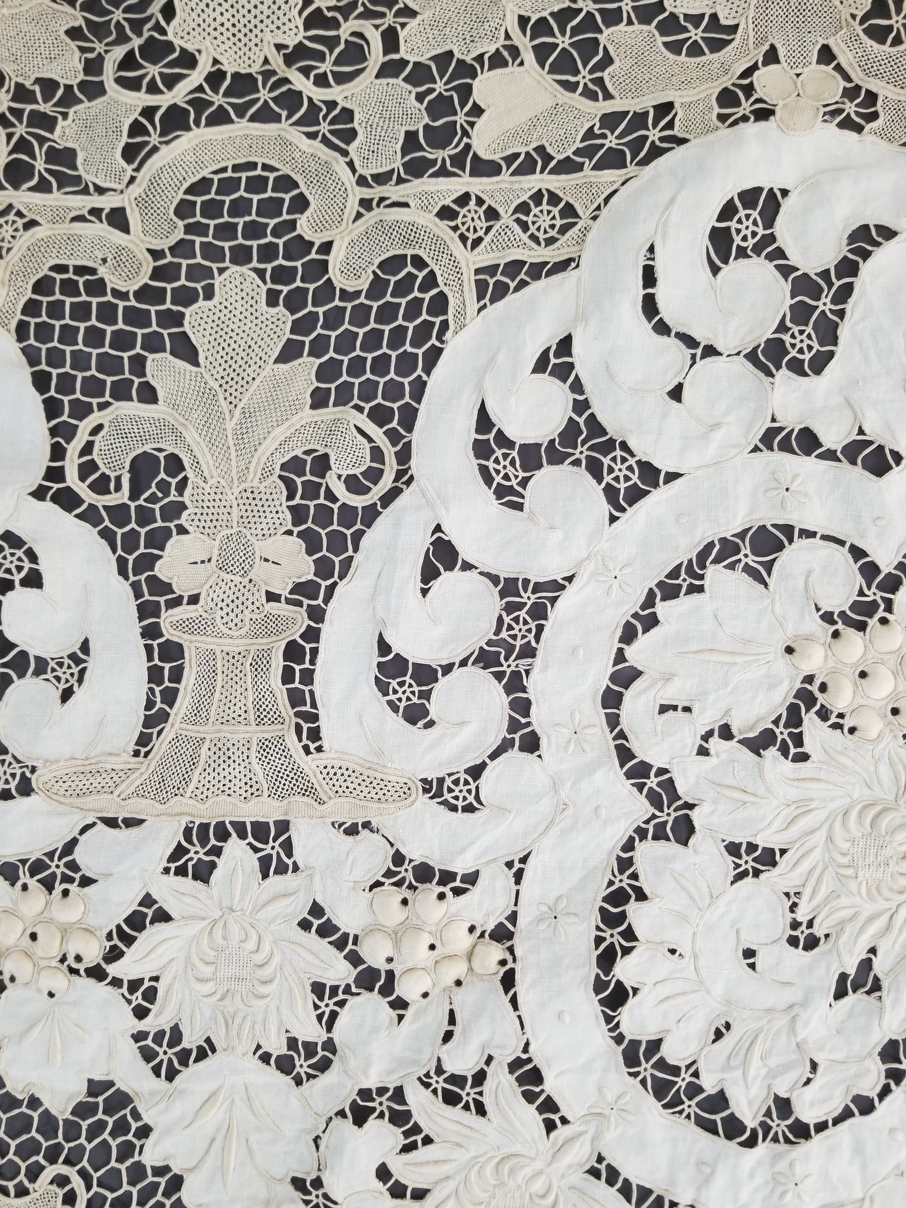Vintage Point De Venice Needle Lace Banquet Tablecloth 242x160cm