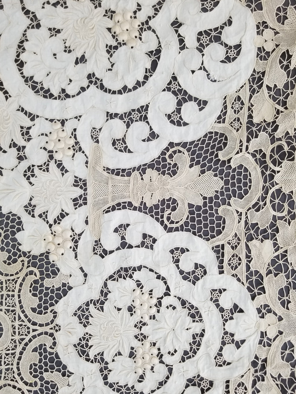 Vintage Point De Venice Needle Lace Banquet Tablecloth 242x160cm