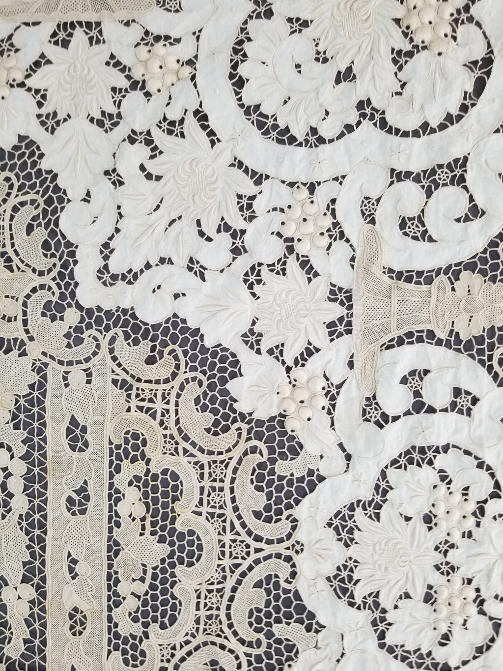 Vintage Point De Venice Needle Lace Banquet Tablecloth 242x160cm