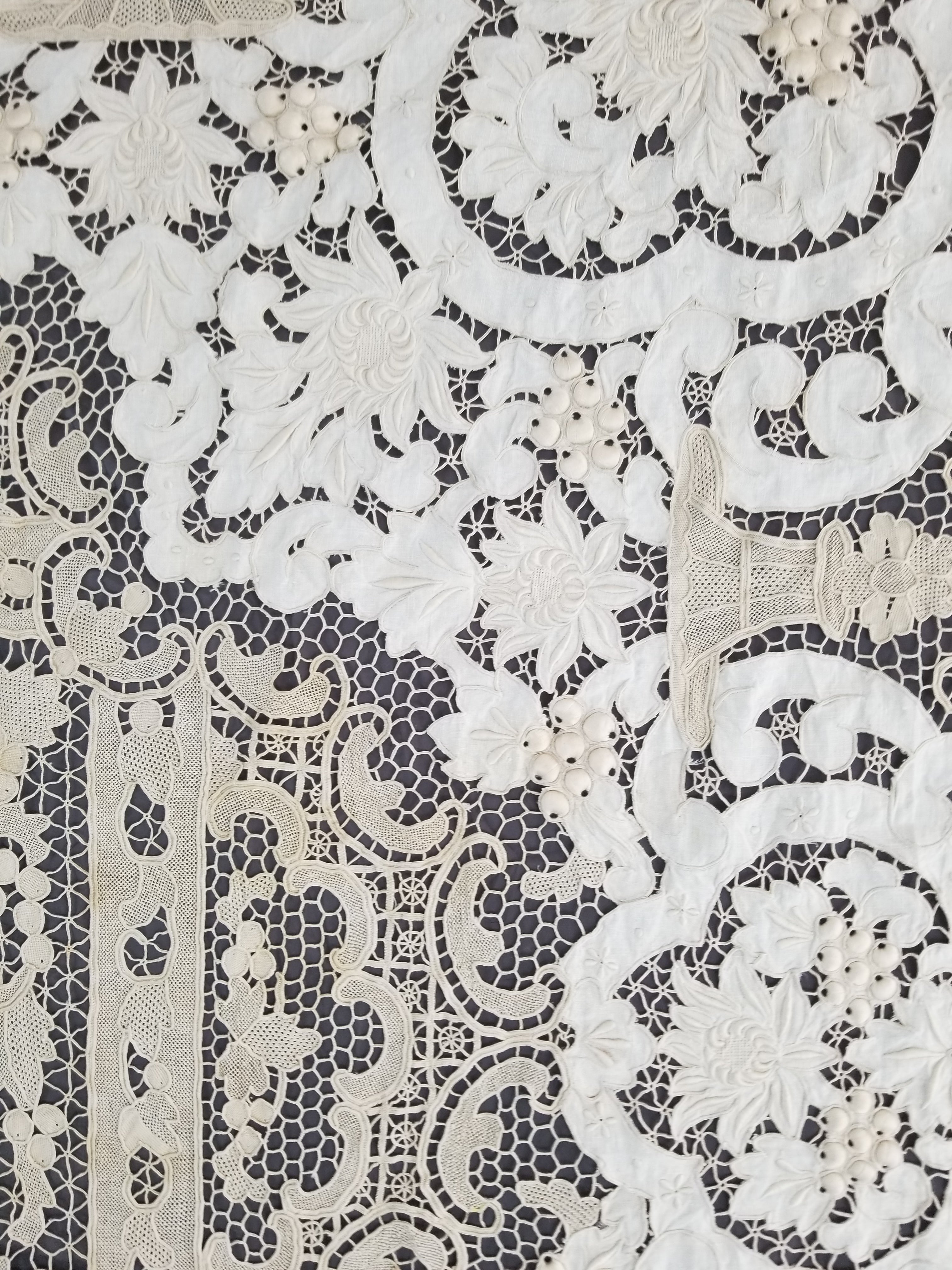 Vintage Point De Venice Needle Lace Banquet Tablecloth 242x160cm
