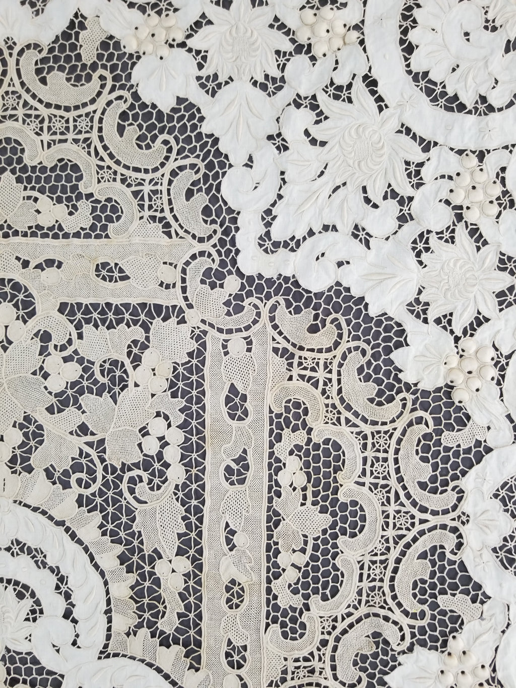 Vintage Point De Venice Needle Lace Banquet Tablecloth 242x160cm