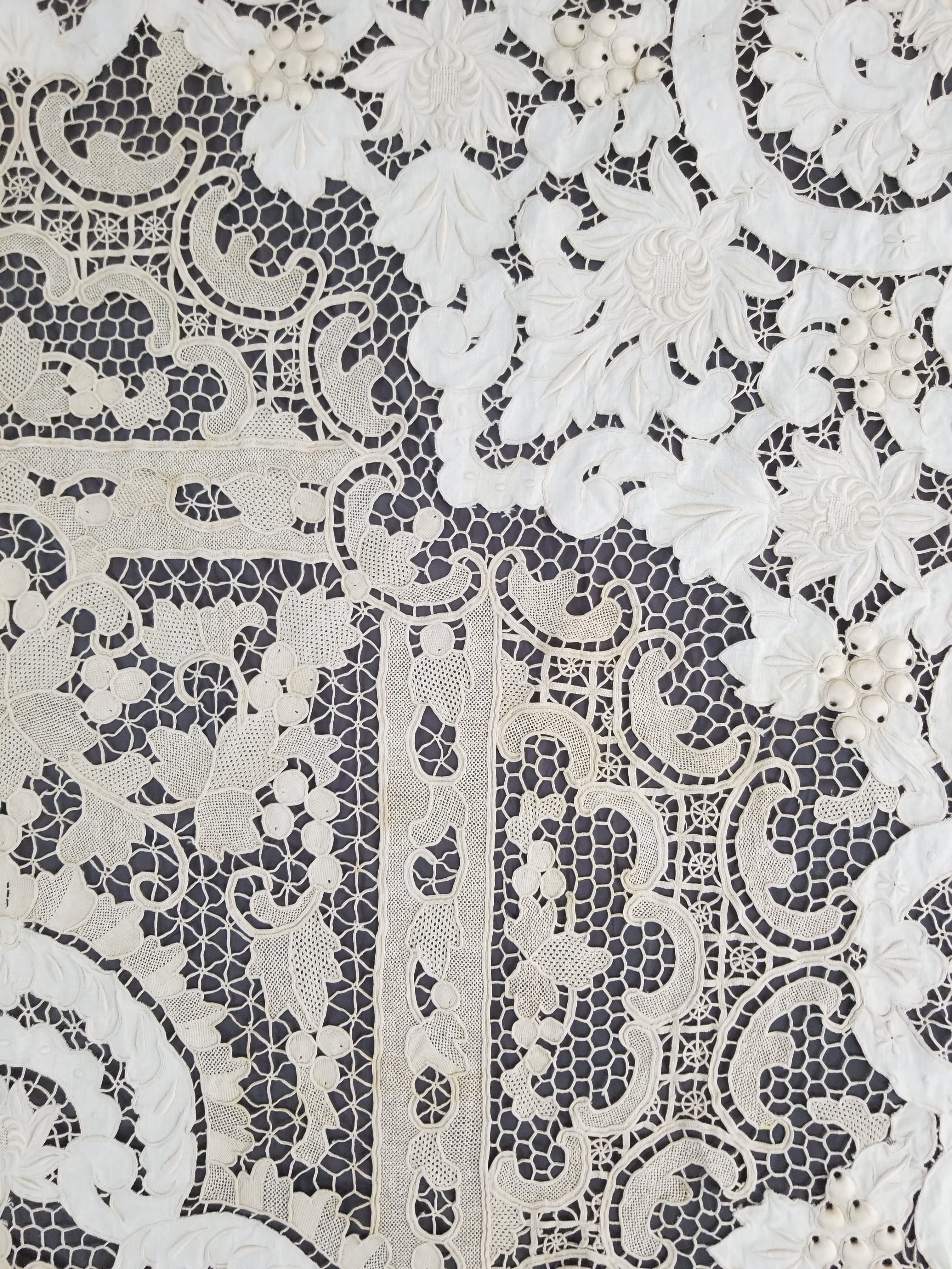 Vintage Point De Venice Needle Lace Banquet Tablecloth 242x160cm