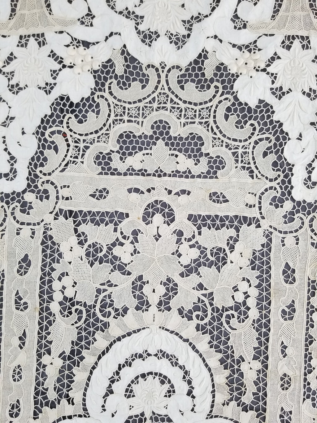 Vintage Point De Venice Needle Lace Banquet Tablecloth 242x160cm