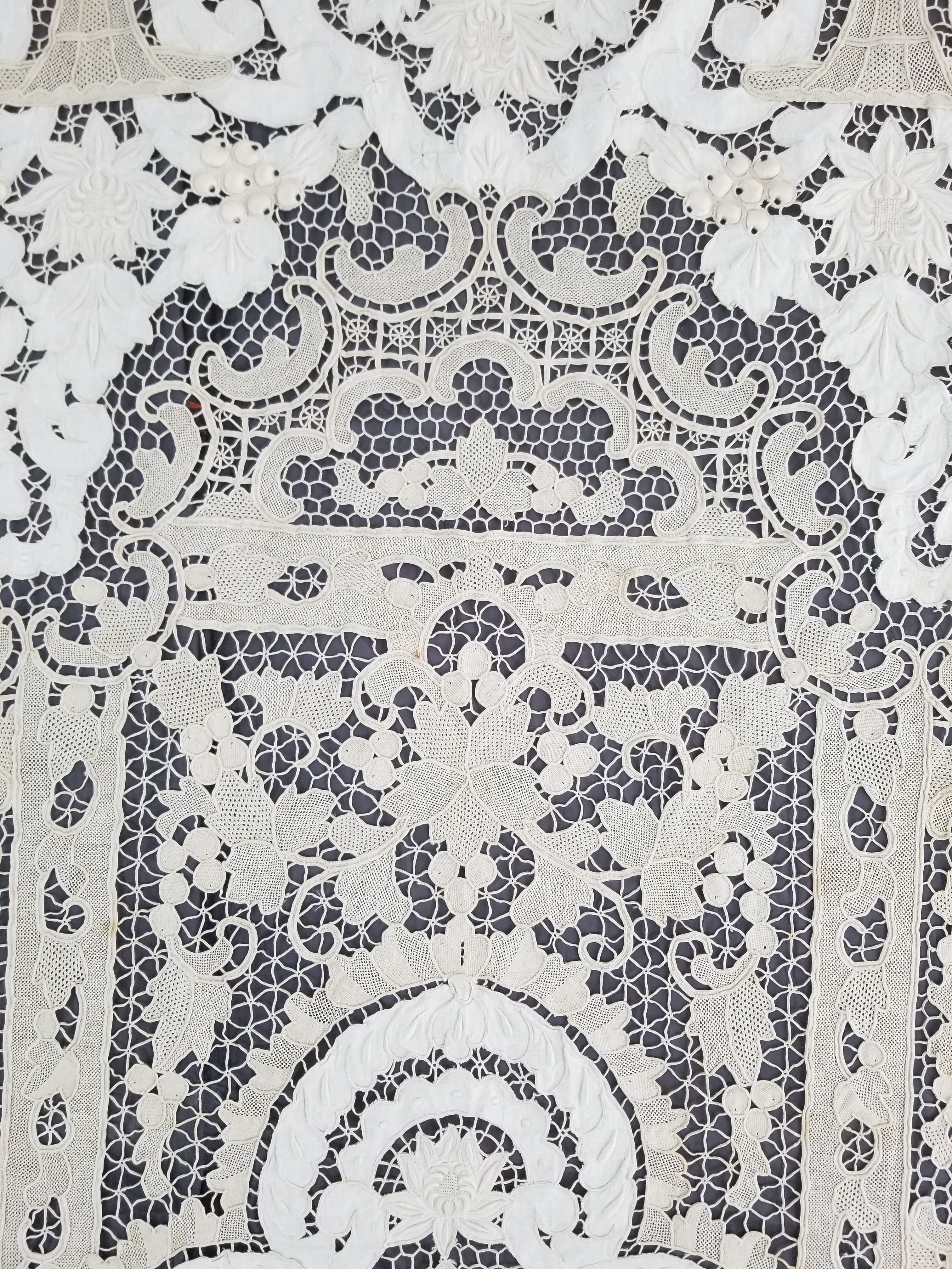 Vintage Point De Venice Needle Lace Banquet Tablecloth 242x160cm