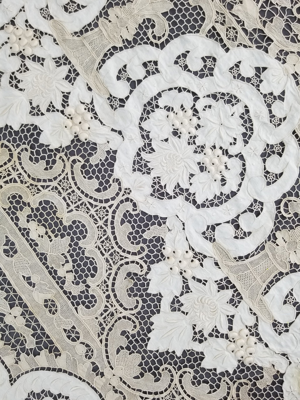 Vintage Point De Venice Needle Lace Banquet Tablecloth 242x160cm