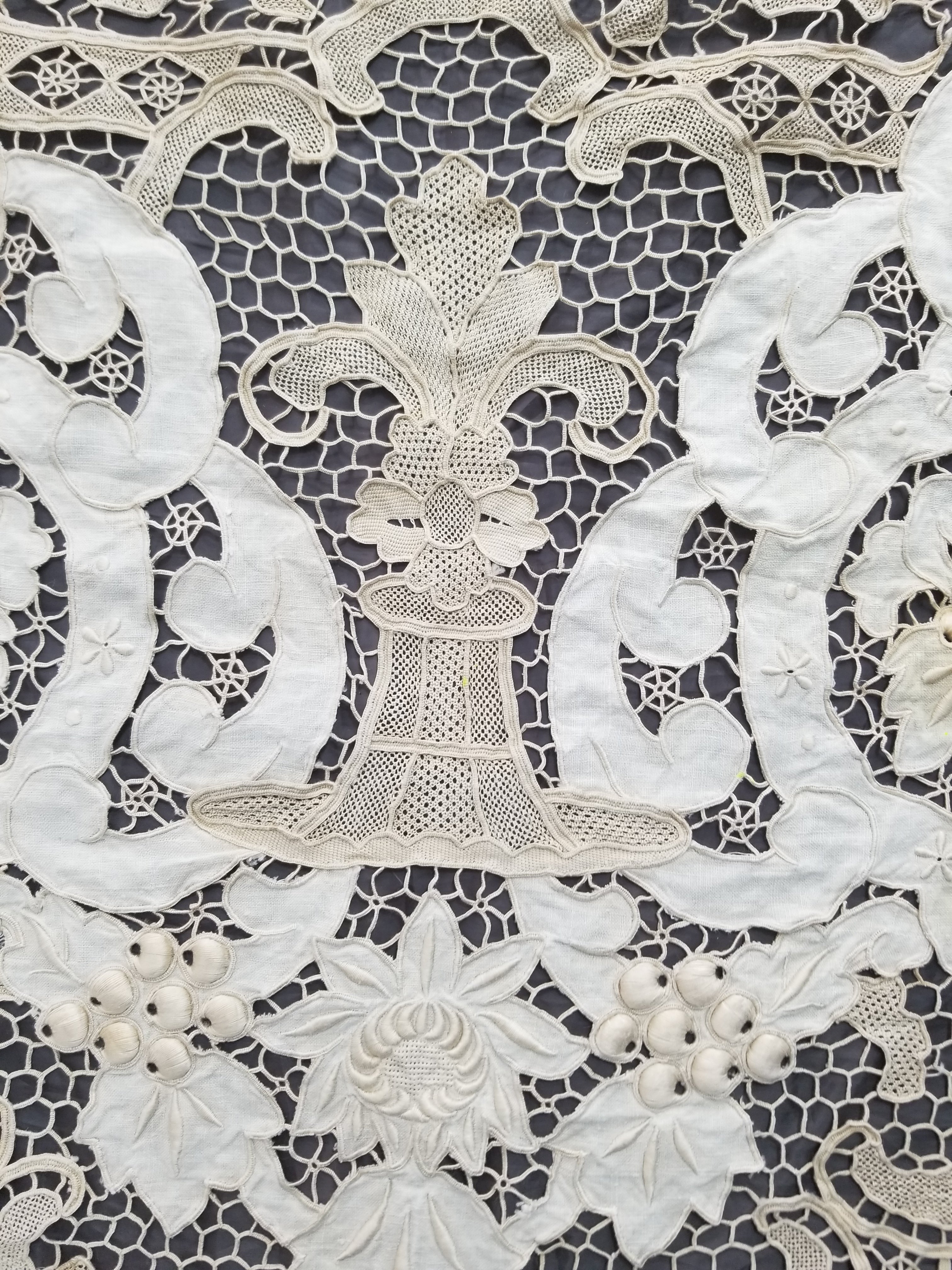 Vintage Point De Venice Needle Lace Banquet Tablecloth 242x160cm