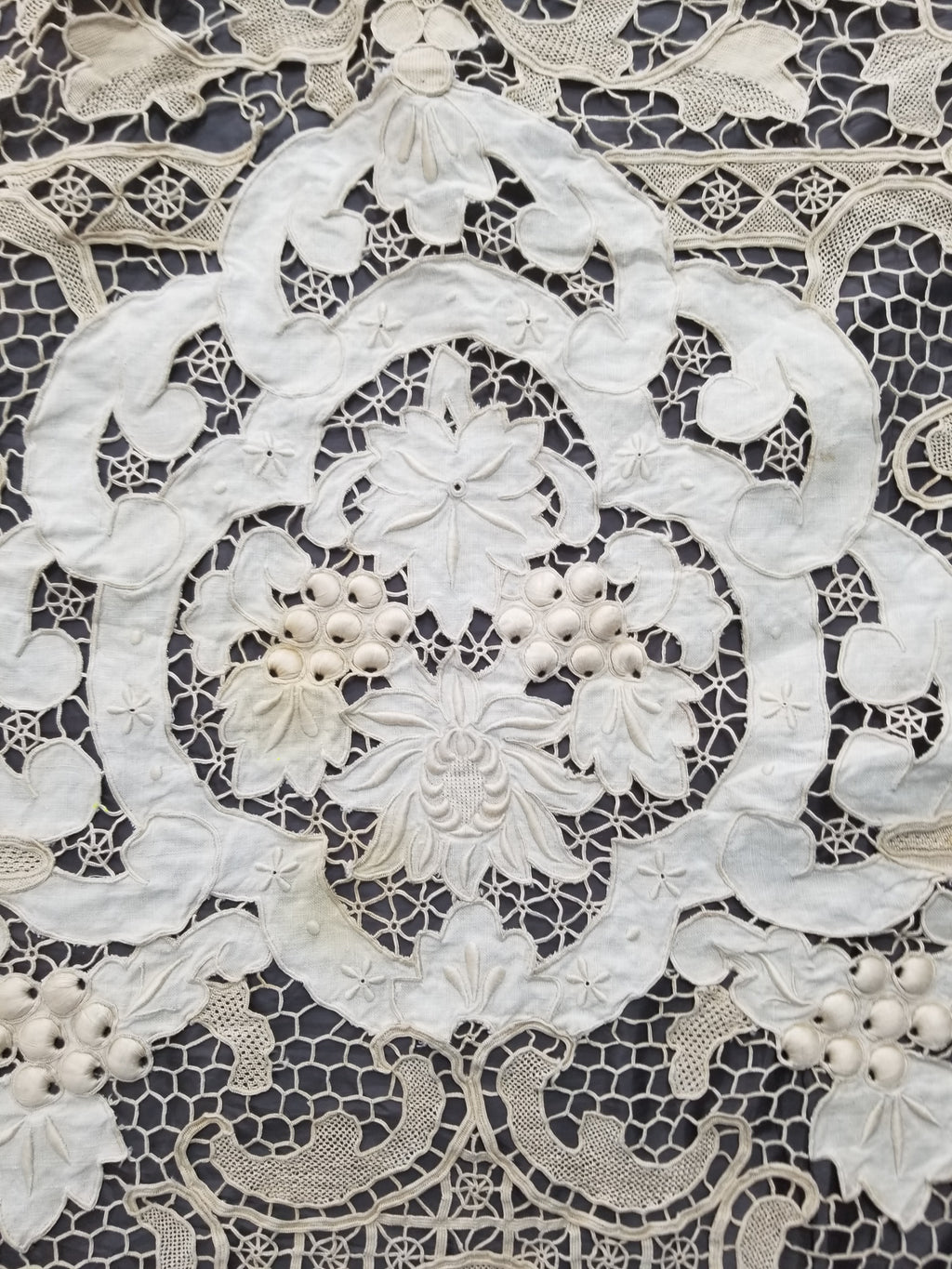 Vintage Point De Venice Needle Lace Banquet Tablecloth 242x160cm