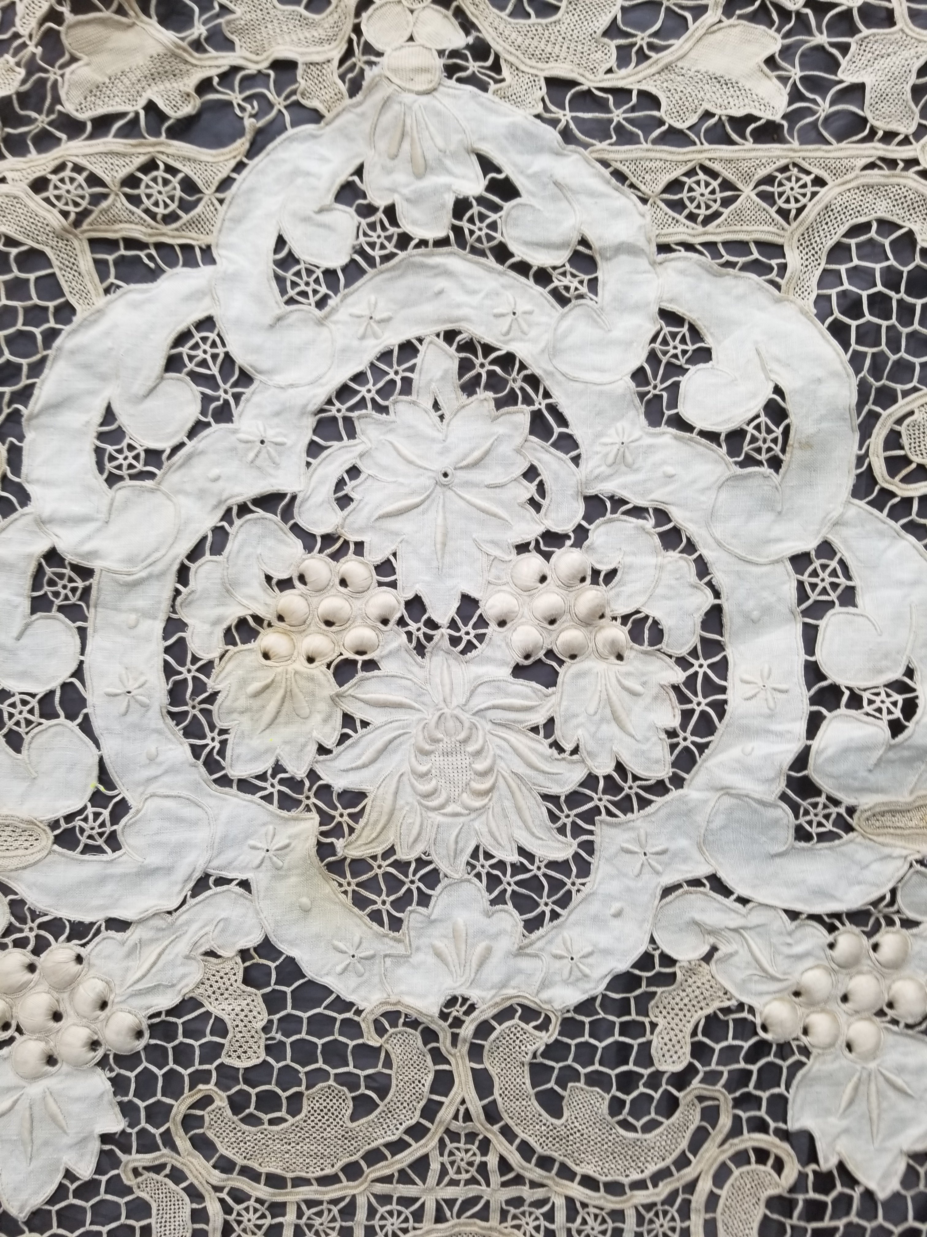 Vintage Point De Venice Needle Lace Banquet Tablecloth 242x160cm