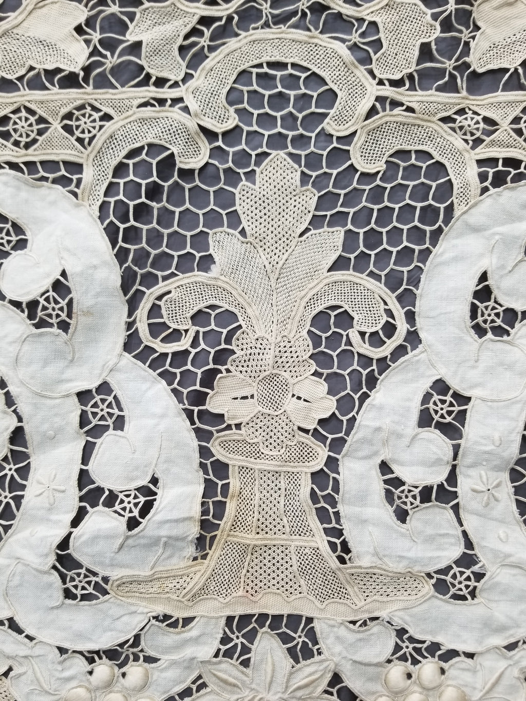 Vintage Point De Venice Needle Lace Banquet Tablecloth 242x160cm
