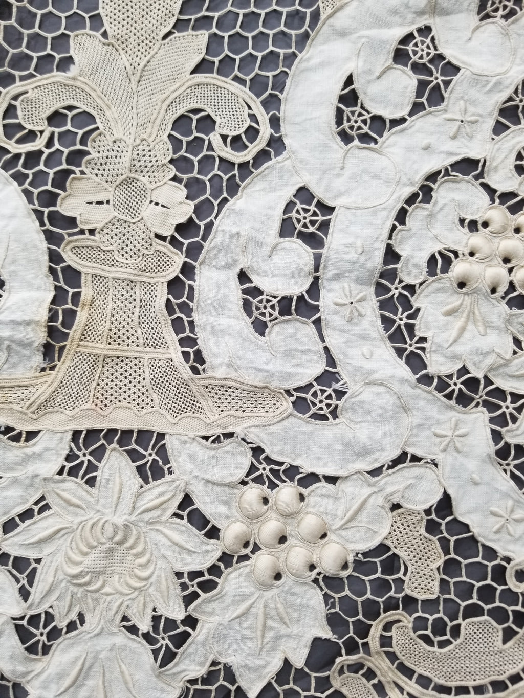 Vintage Point De Venice Needle Lace Banquet Tablecloth 242x160cm
