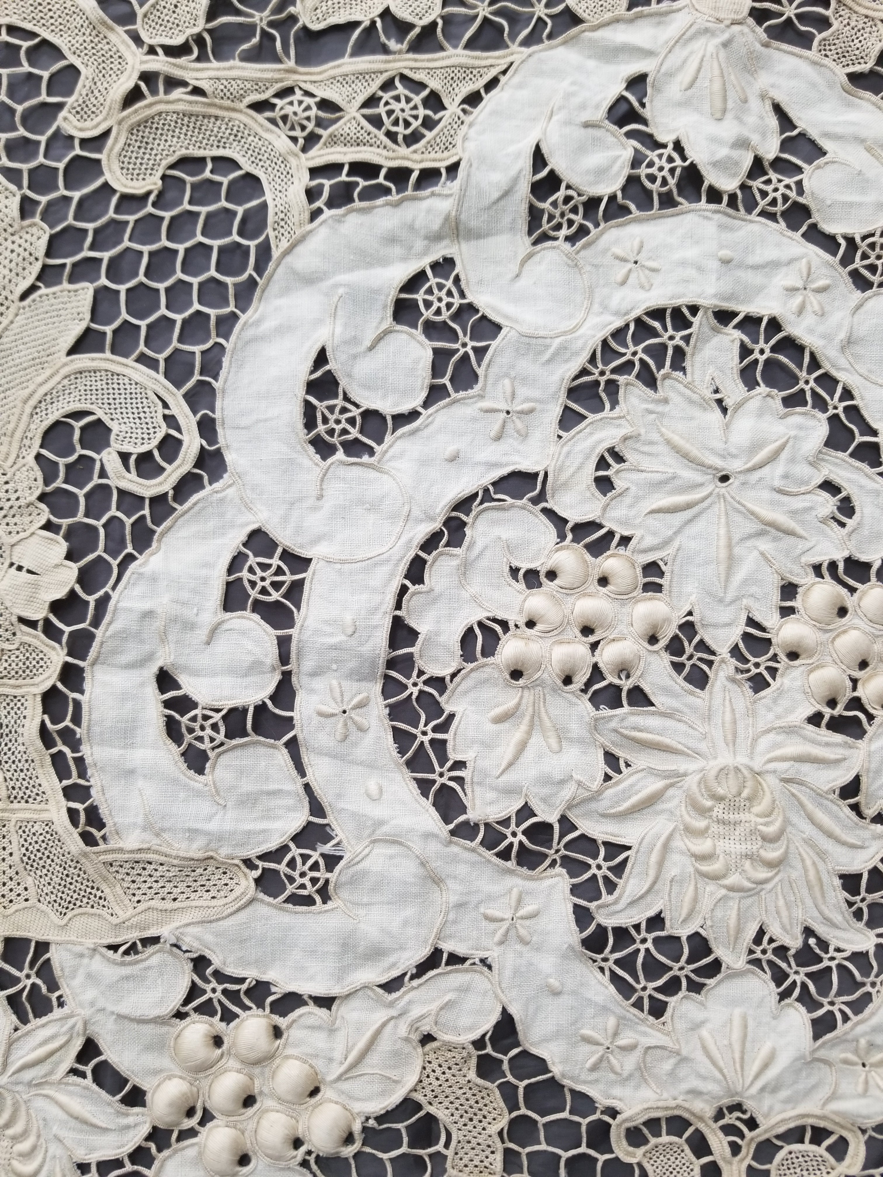 Vintage Point De Venice Needle Lace Banquet Tablecloth 242x160cm