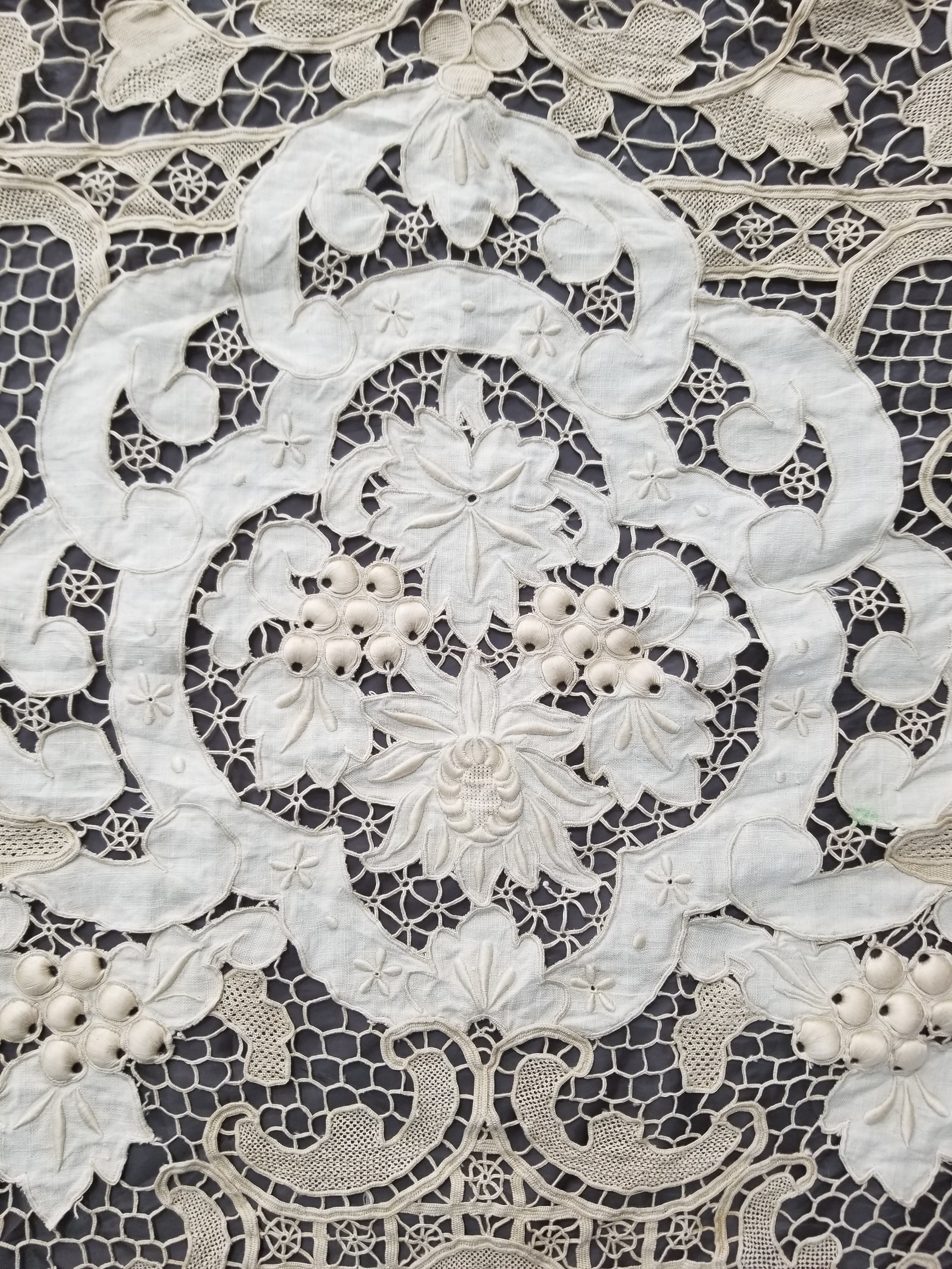 Vintage Point De Venice Needle Lace Banquet Tablecloth 242x160cm