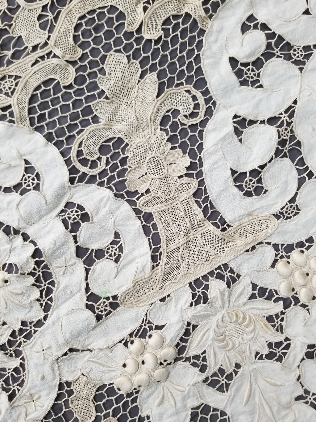 Vintage Point De Venice Needle Lace Banquet Tablecloth 242x160cm