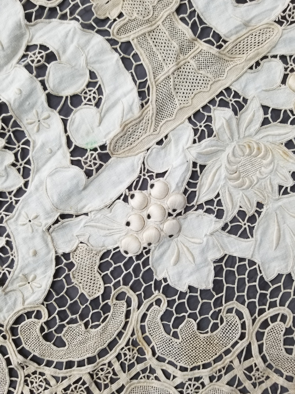 Vintage Point De Venice Needle Lace Banquet Tablecloth 242x160cm